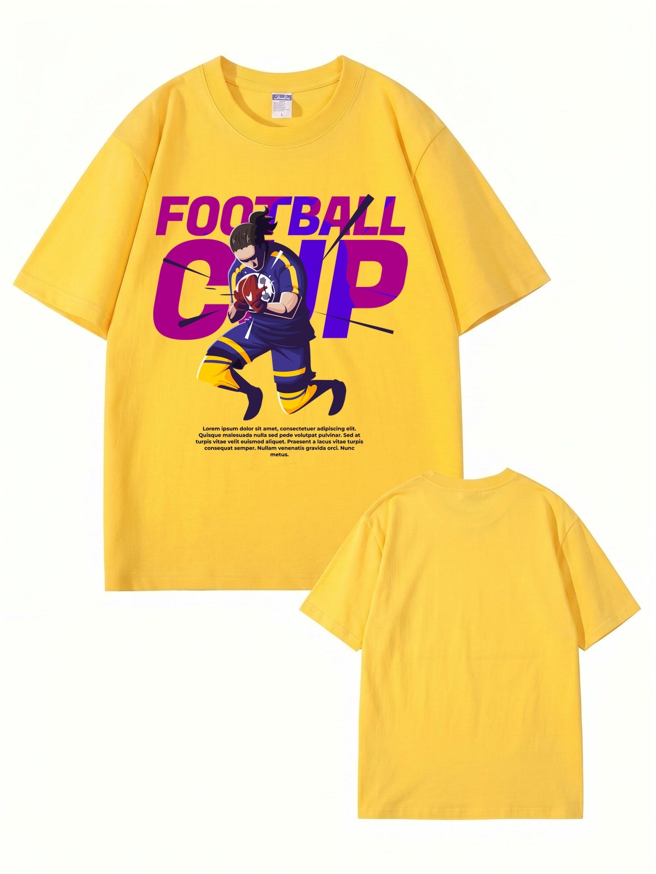 Football Cup Graphic Print Men's 100% Cotton Streetwear T-Shirt
