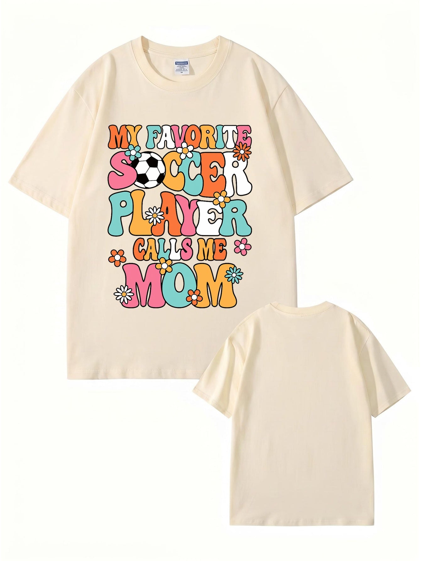My Favorite Soccer Player Calls Me Mom Retro Floral Graphic T-Shirt