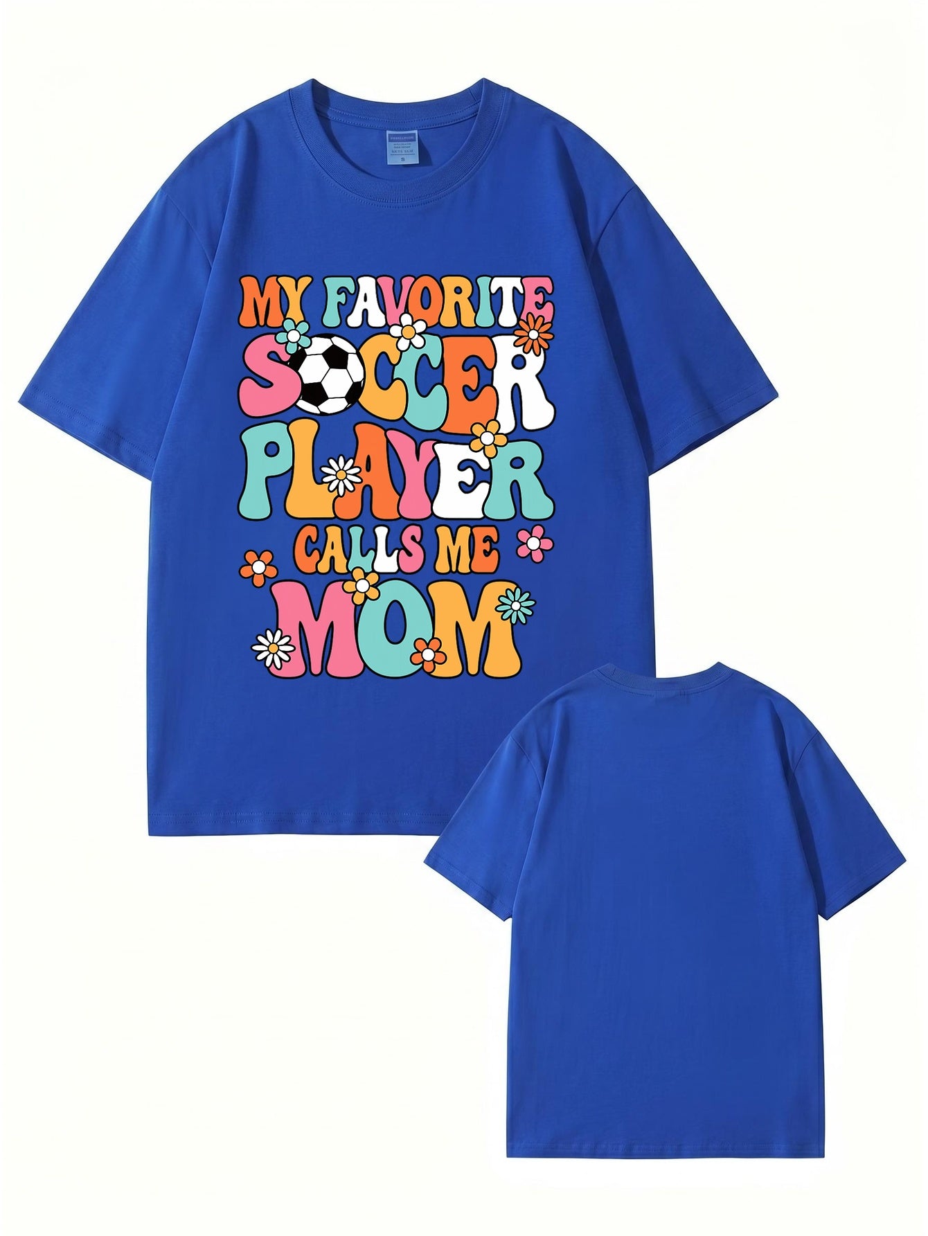 My Favorite Soccer Player Calls Me Mom Retro Floral Graphic T-Shirt