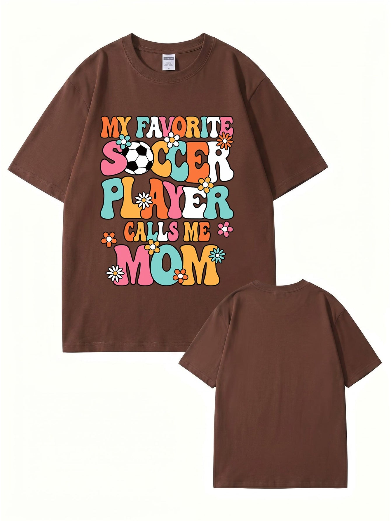 My Favorite Soccer Player Calls Me Mom Retro Floral Graphic T-Shirt