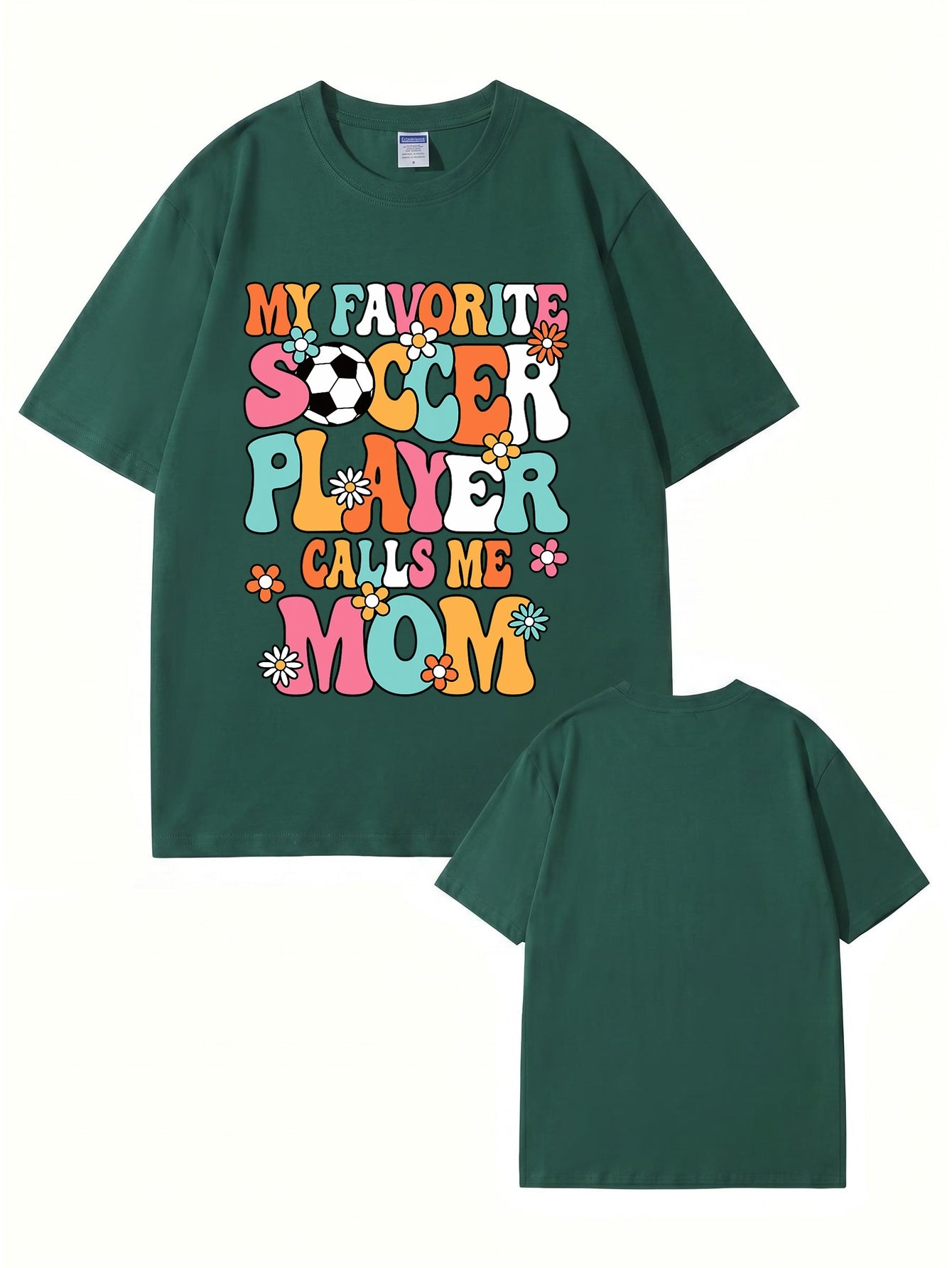 My Favorite Soccer Player Calls Me Mom Retro Floral Graphic T-Shirt