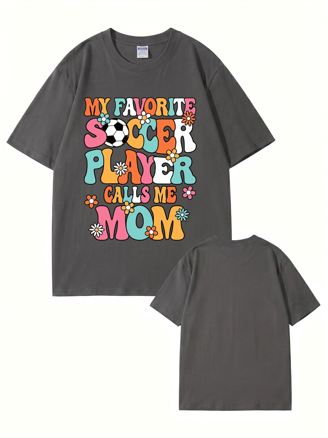 My Favorite Soccer Player Calls Me Mom Retro Floral Graphic T-Shirt