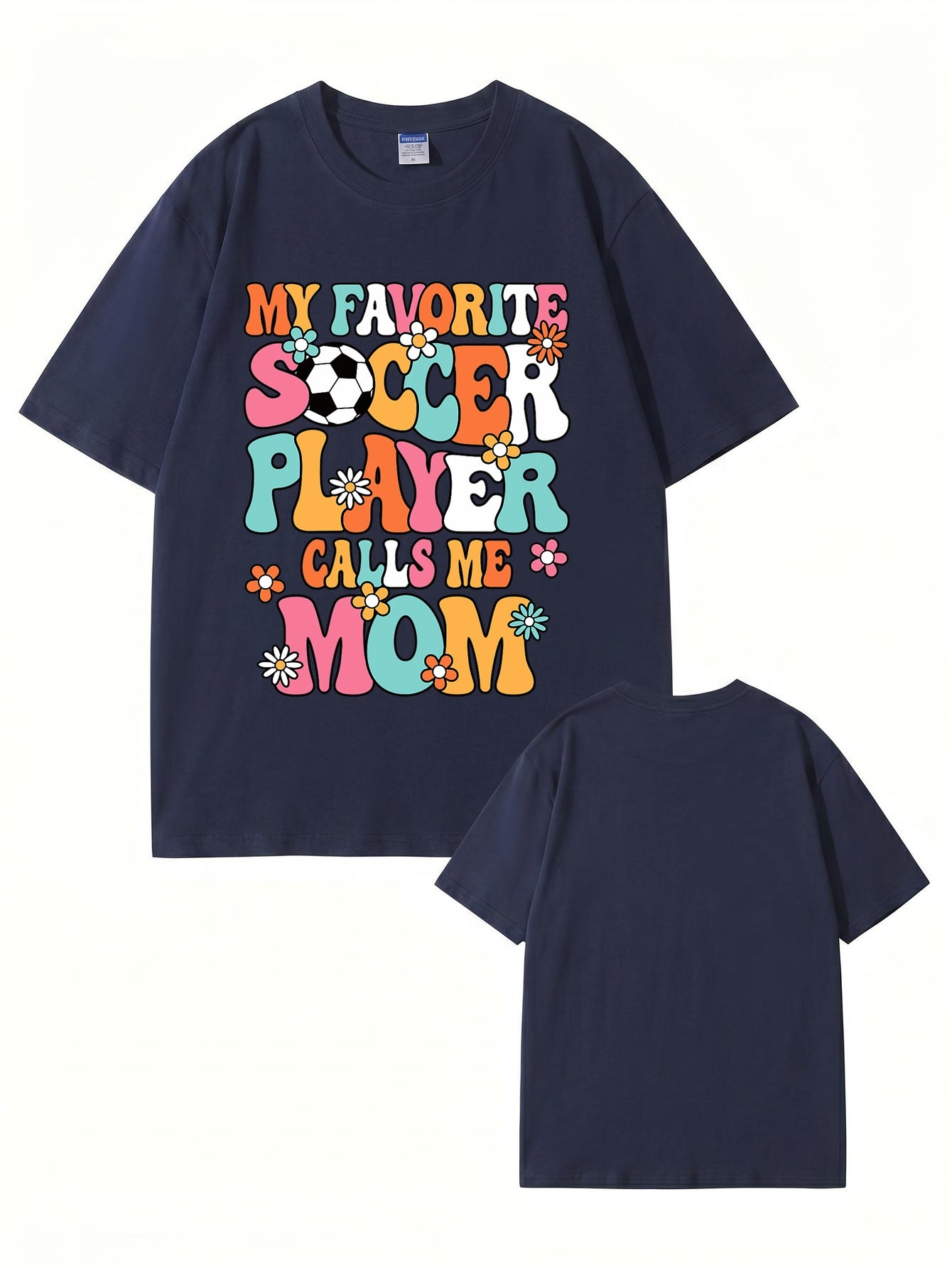 My Favorite Soccer Player Calls Me Mom Retro Floral Graphic T-Shirt