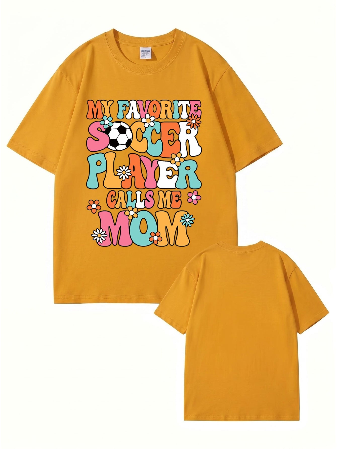 My Favorite Soccer Player Calls Me Mom Retro Floral Graphic T-Shirt