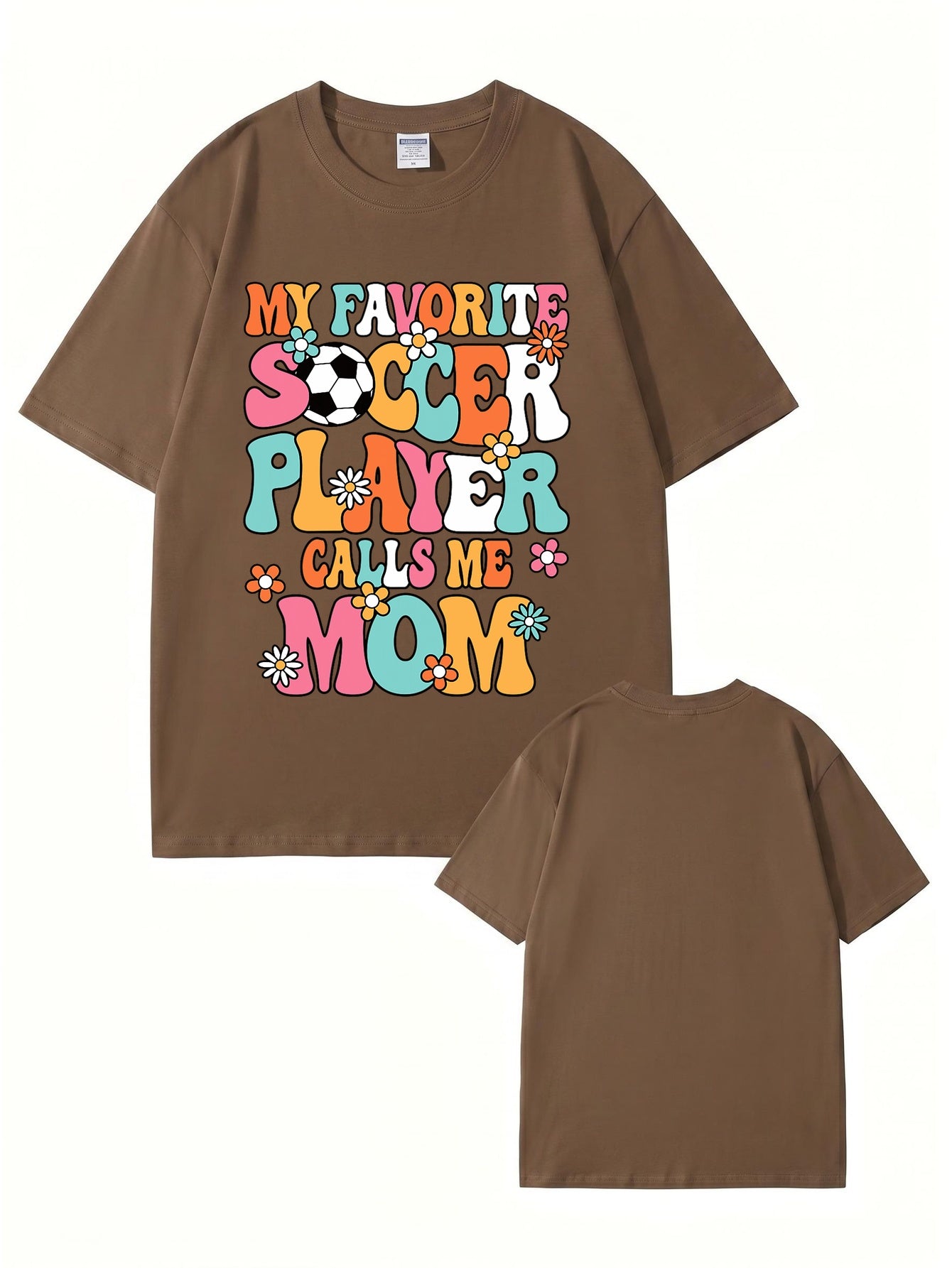 My Favorite Soccer Player Calls Me Mom Retro Floral Graphic T-Shirt
