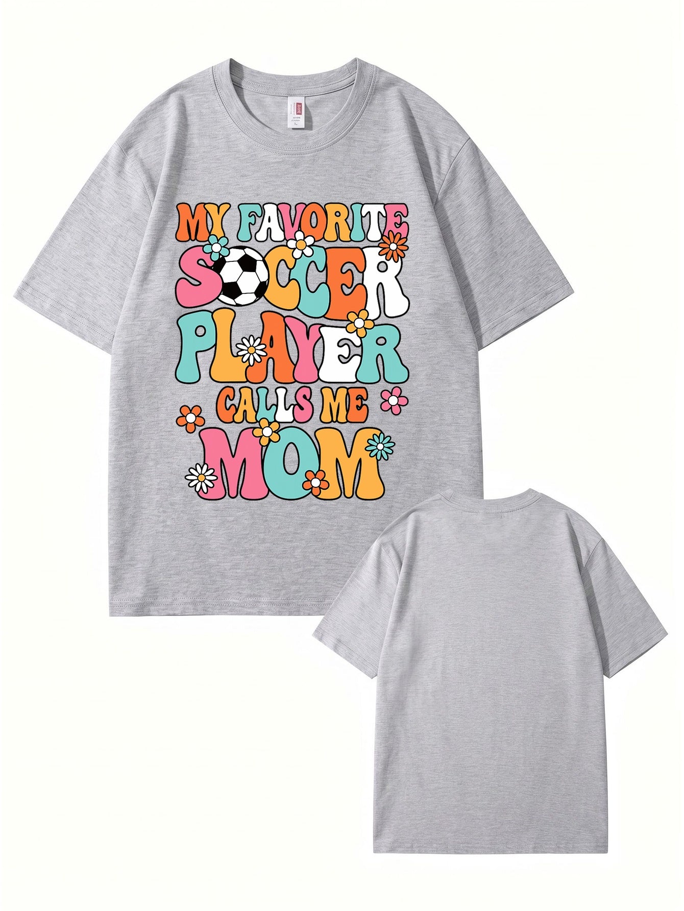 My Favorite Soccer Player Calls Me Mom Retro Floral Graphic T-Shirt