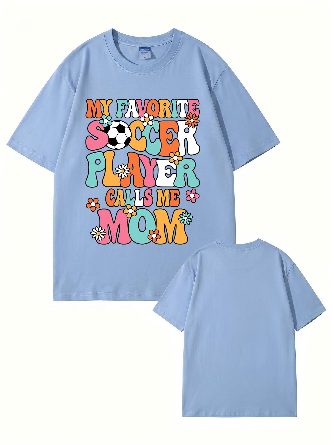 My Favorite Soccer Player Calls Me Mom Retro Floral Graphic T-Shirt