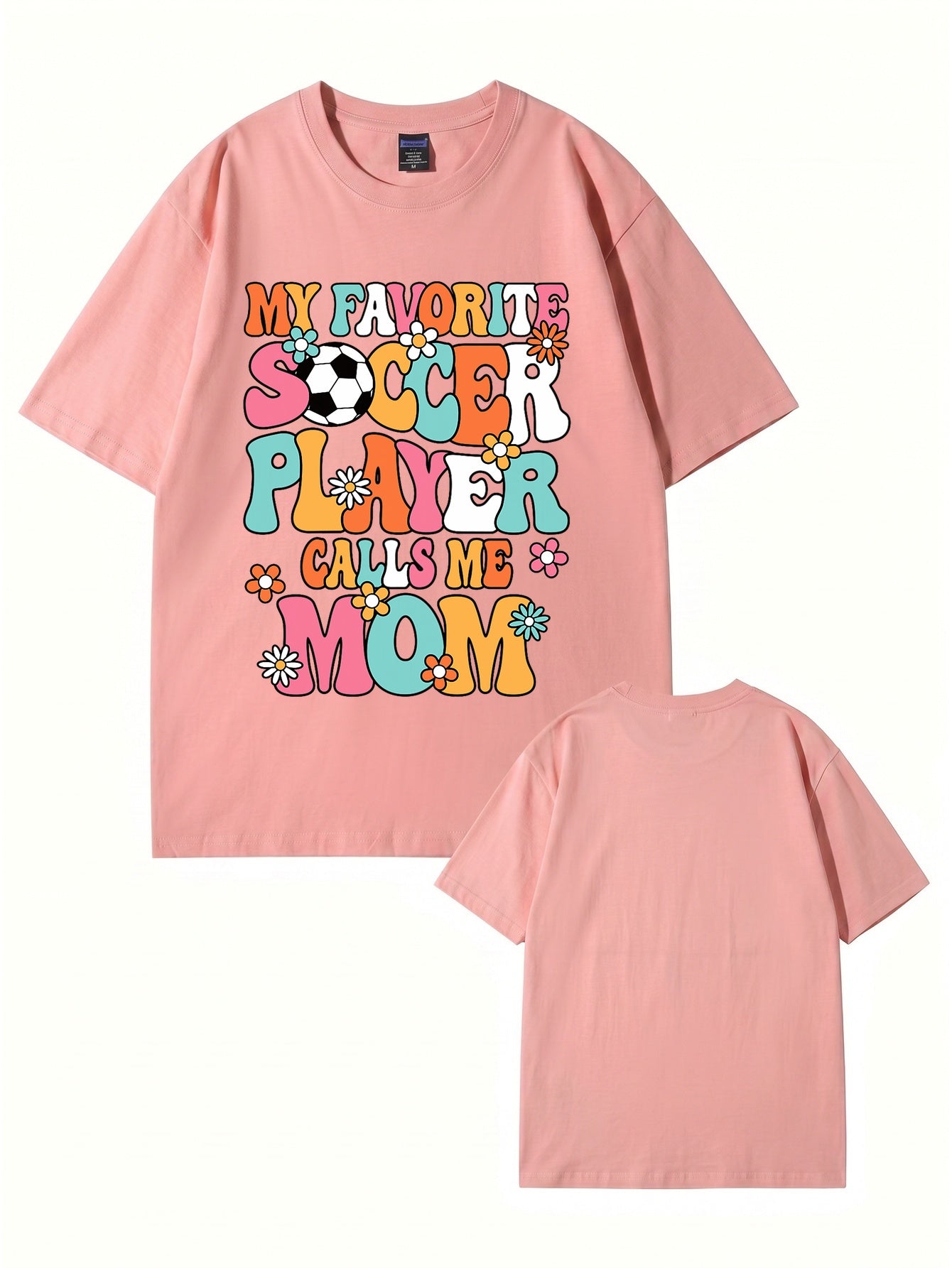 My Favorite Soccer Player Calls Me Mom Retro Floral Graphic T-Shirt
