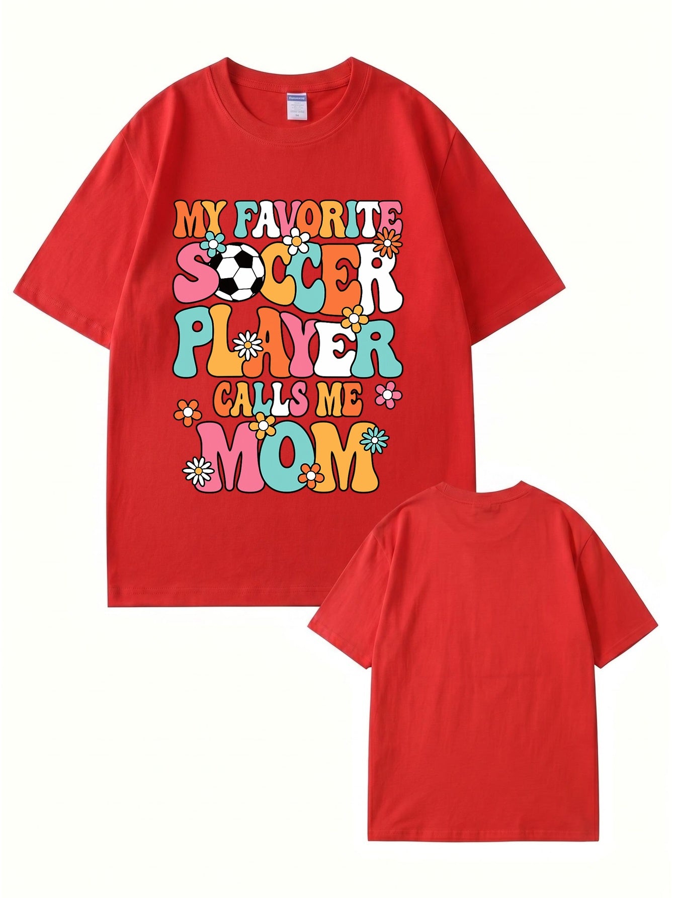 My Favorite Soccer Player Calls Me Mom Retro Floral Graphic T-Shirt