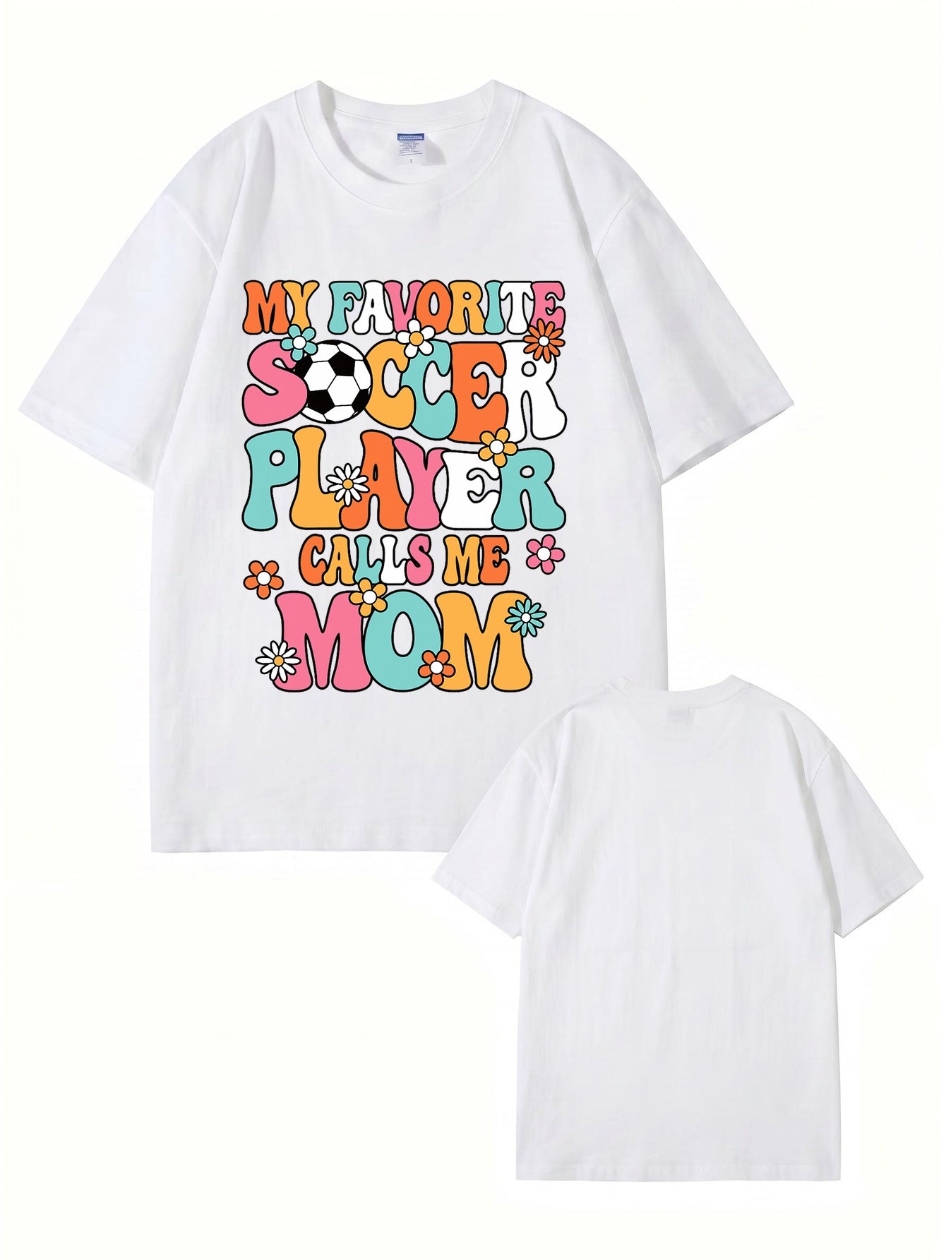 My Favorite Soccer Player Calls Me Mom Retro Floral Graphic T-Shirt