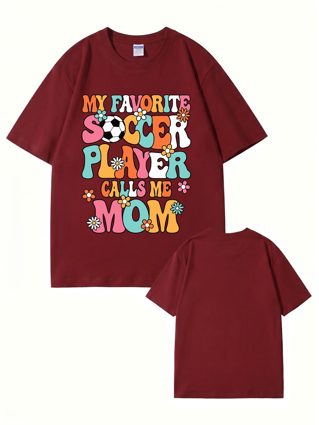 My Favorite Soccer Player Calls Me Mom Retro Floral Graphic T-Shirt
