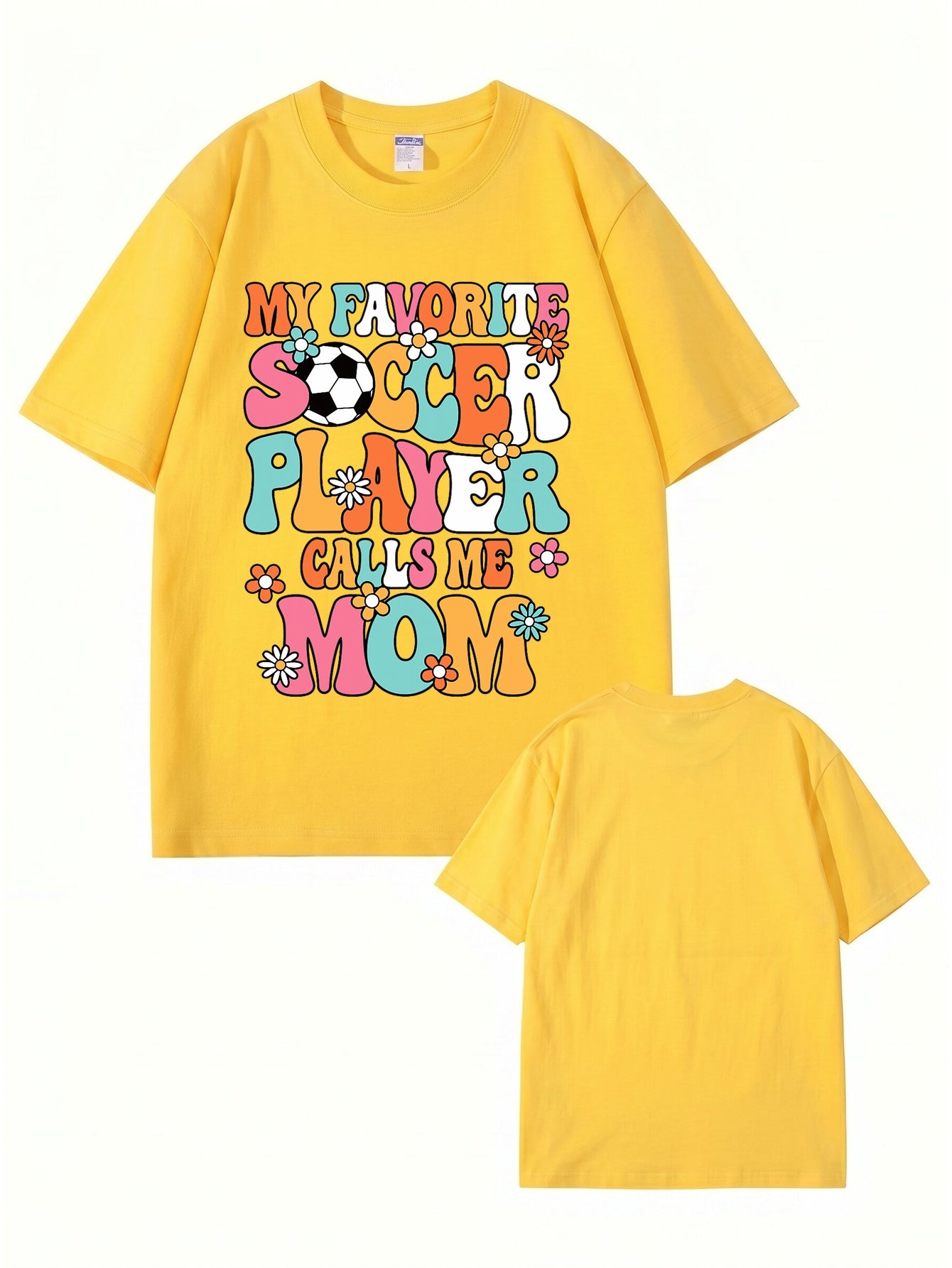 My Favorite Soccer Player Calls Me Mom Retro Floral Graphic T-Shirt