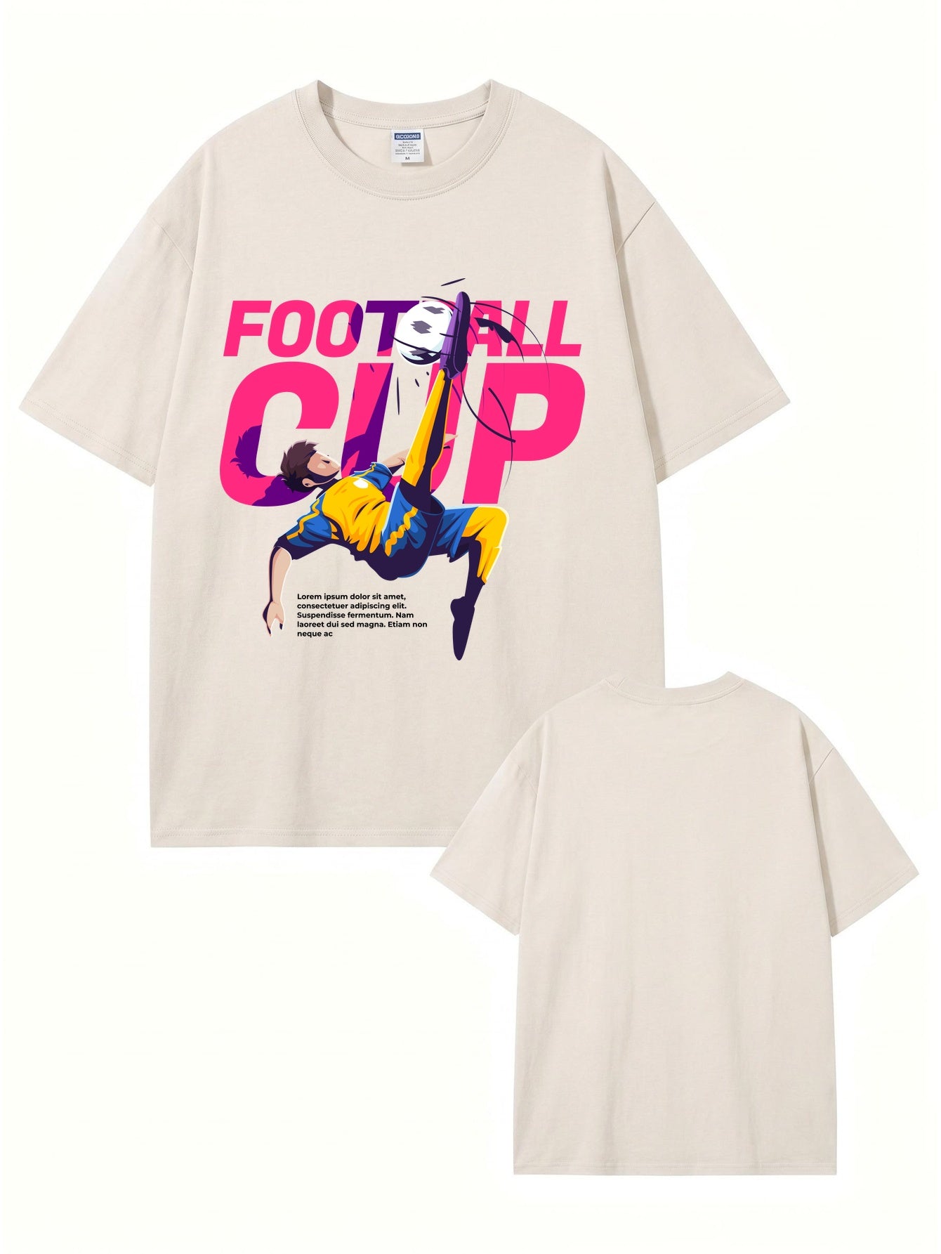 Vintage Washed Oversized Football Cup Graphic T-Shirt