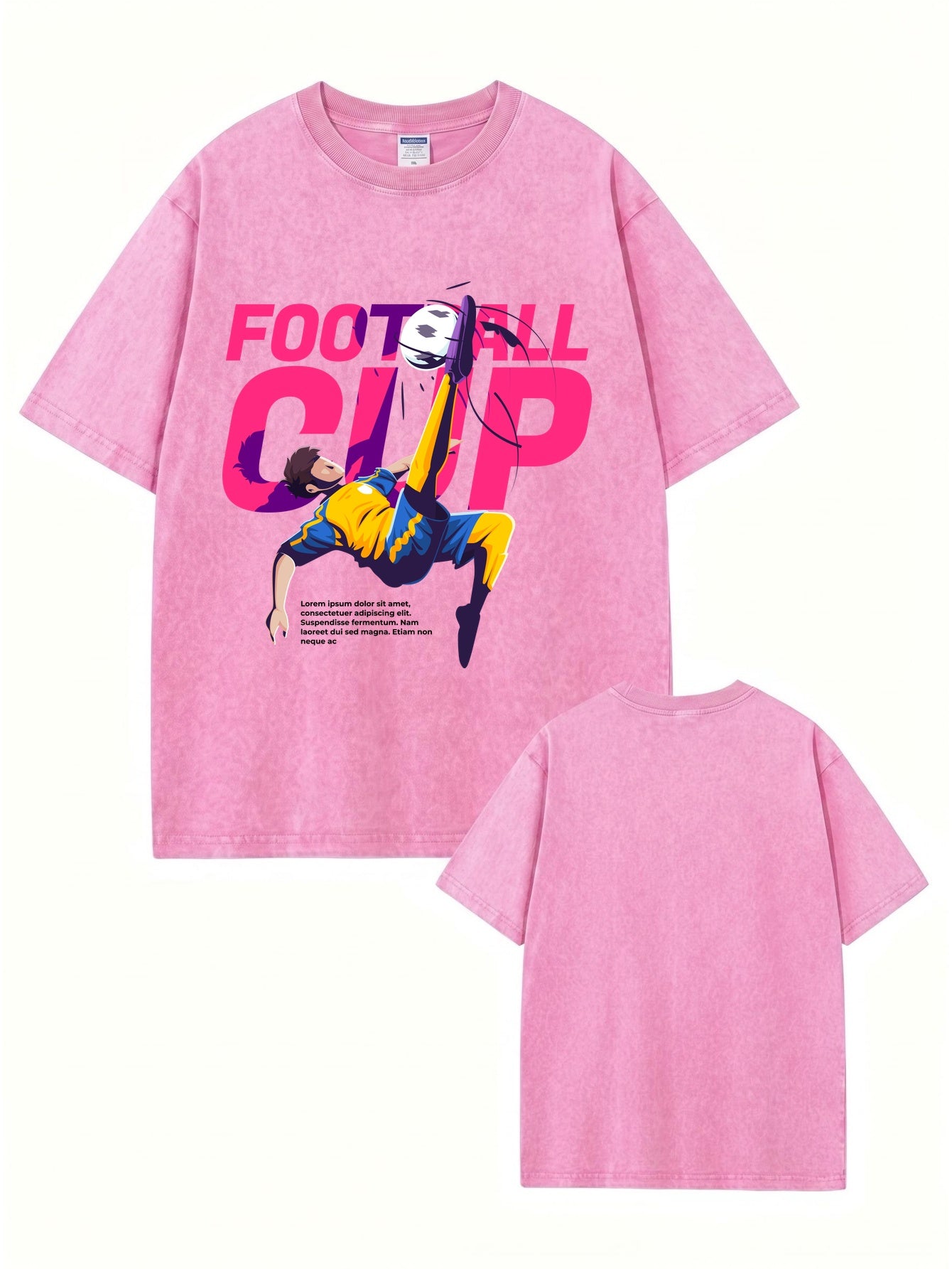 Vintage Washed Oversized Football Cup Graphic T-Shirt