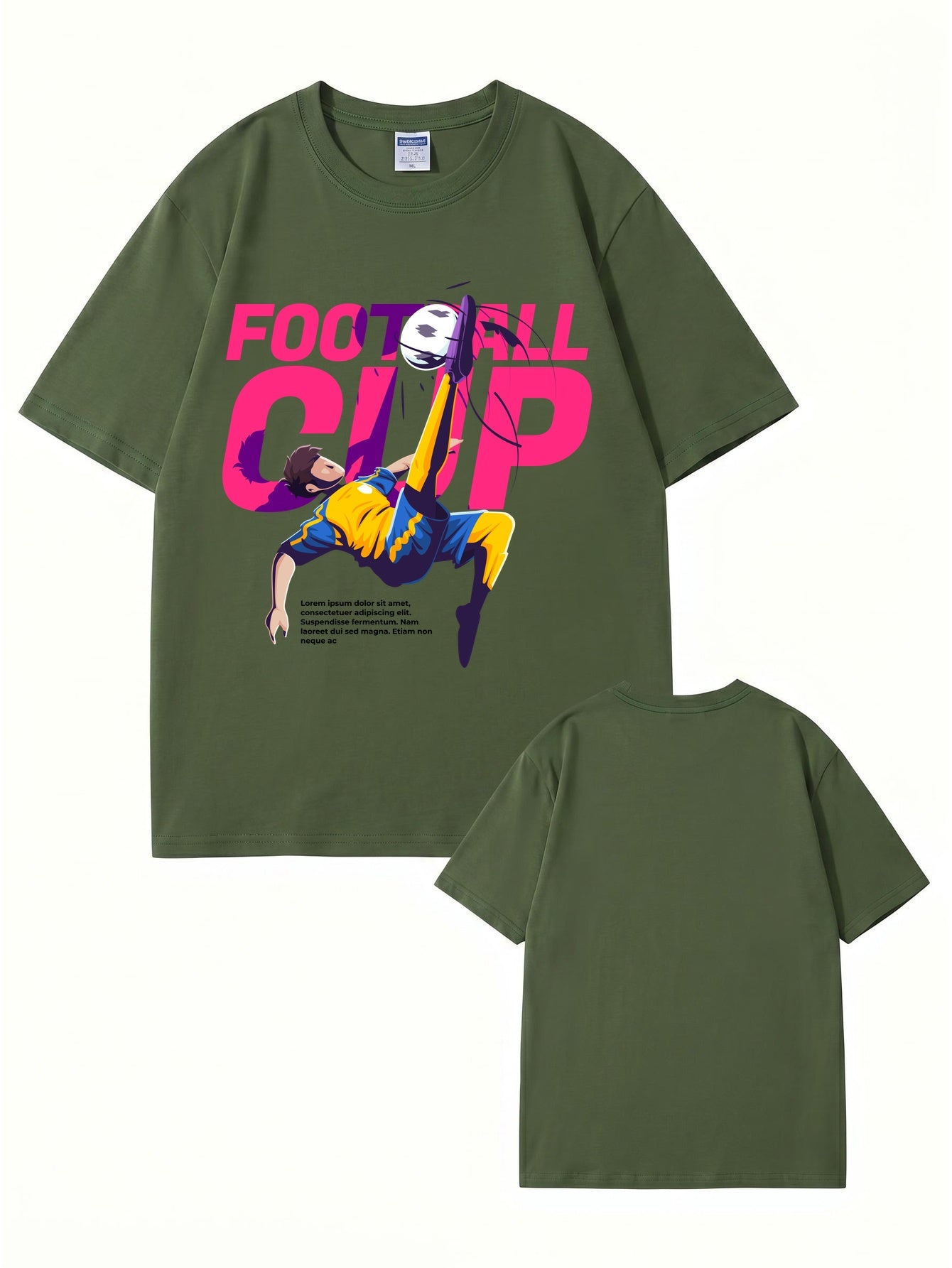 Football Cup Graphic Print T-Shirt - Premium 200gsm Cotton Soccer Tee