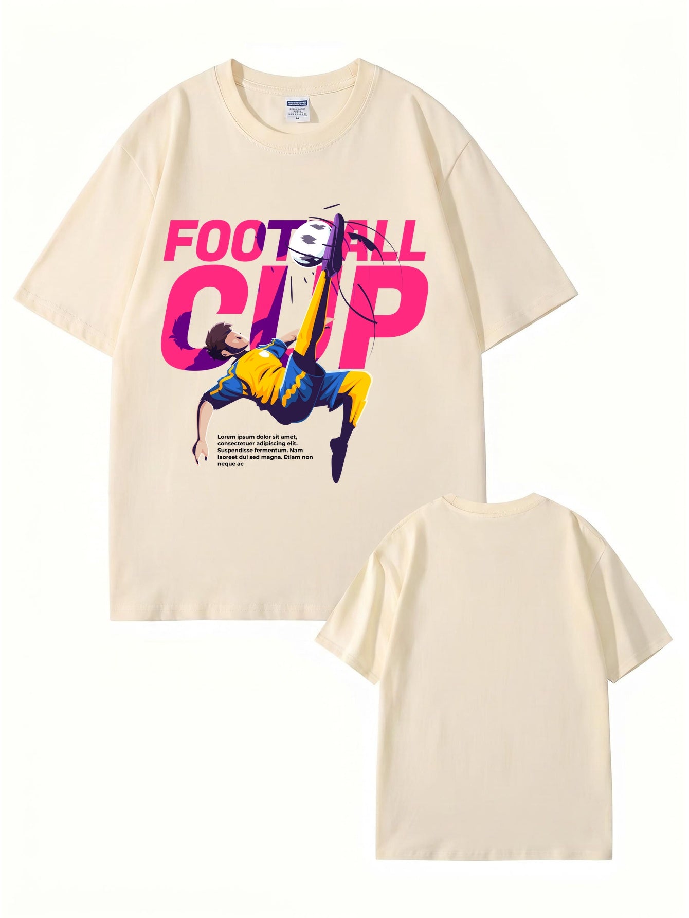 Football Cup Graphic Print T-Shirt - Premium 200gsm Cotton Soccer Tee