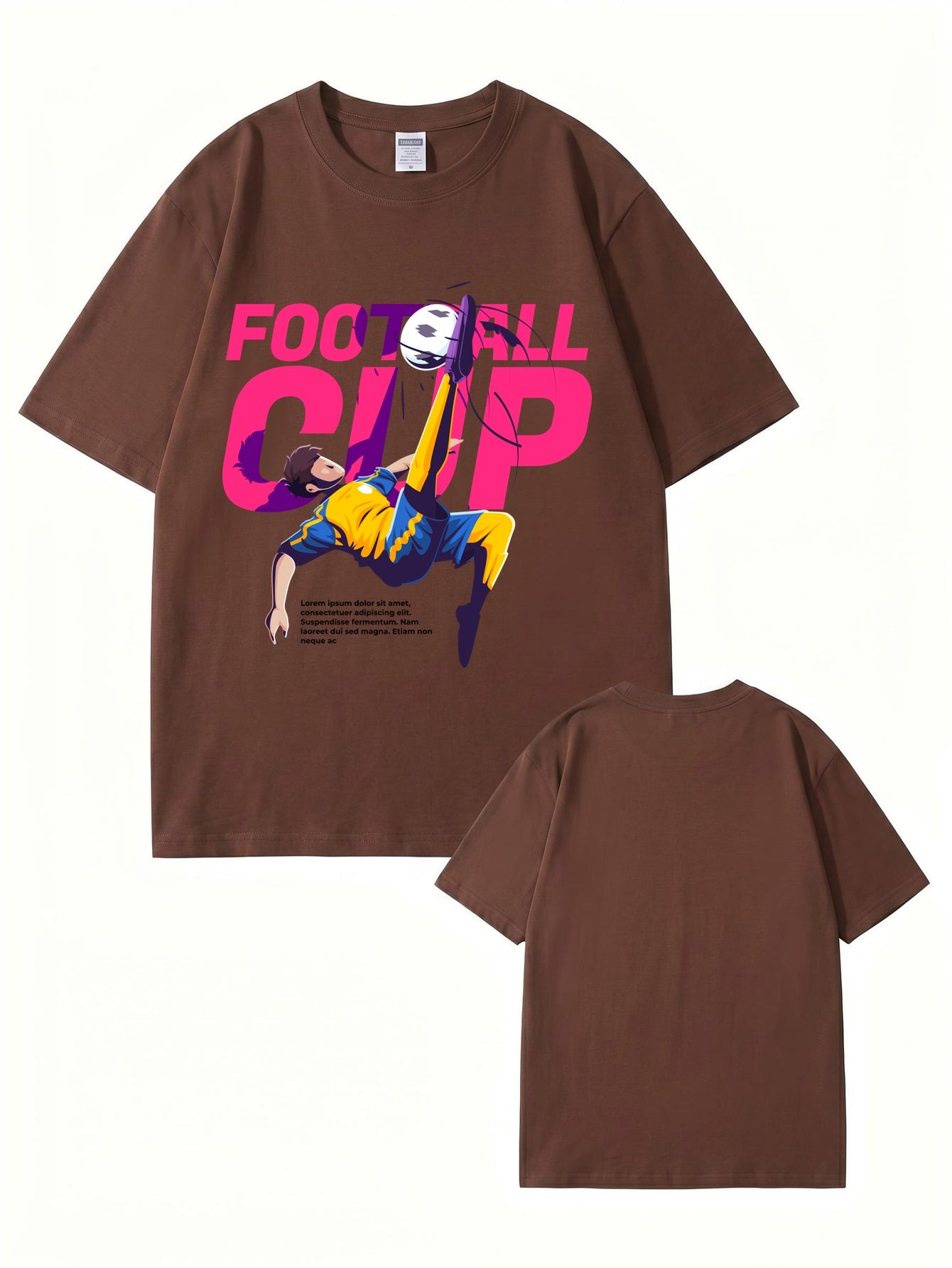 Football Cup Graphic Print T-Shirt - Premium 200gsm Cotton Soccer Tee