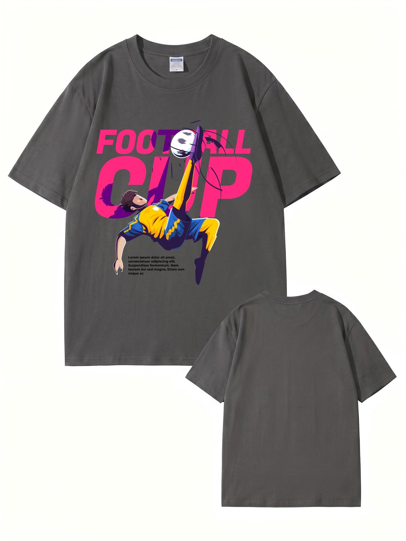 Football Cup Graphic Print T-Shirt - Premium 200gsm Cotton Soccer Tee