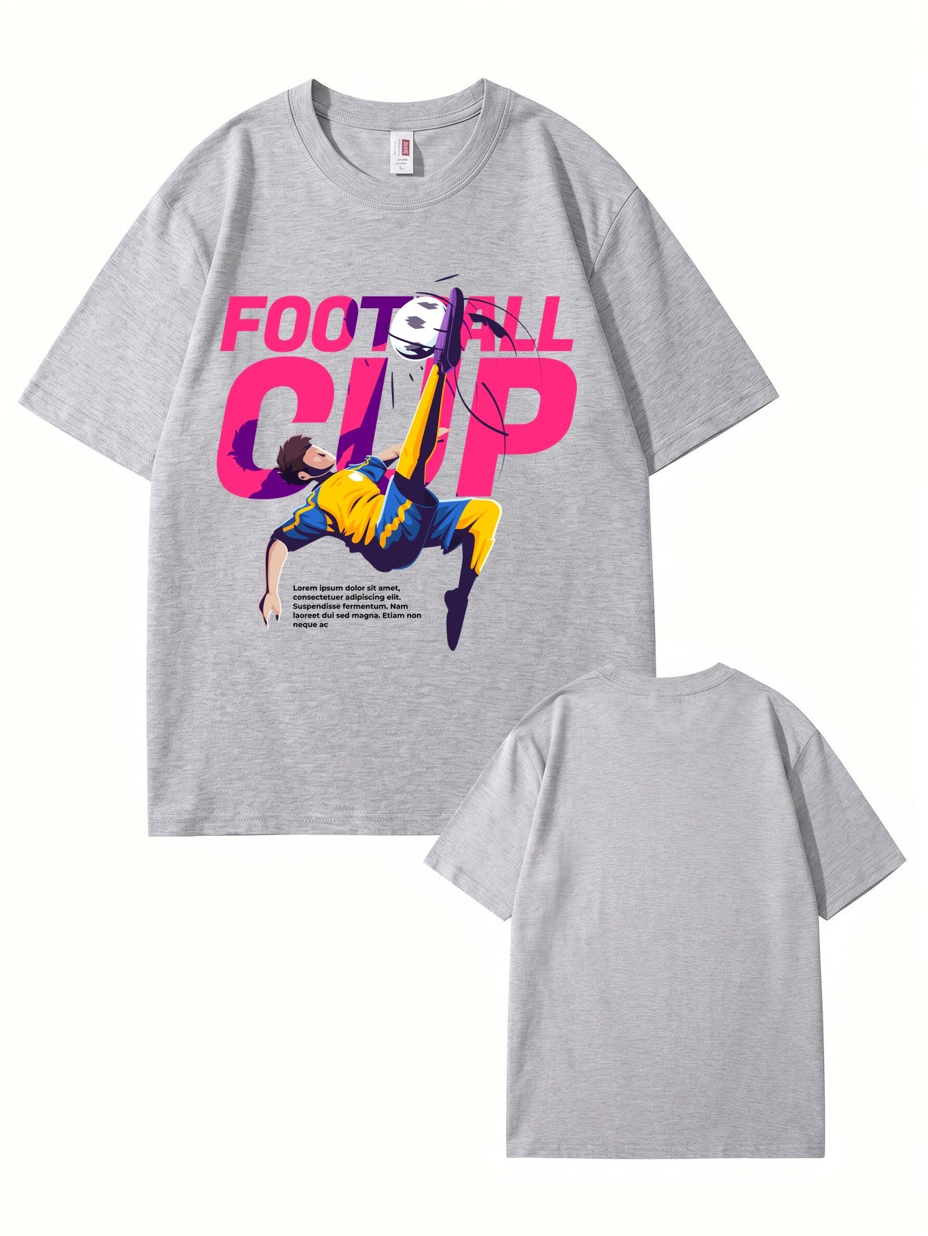 Football Cup Graphic Print T-Shirt - Premium 200gsm Cotton Soccer Tee