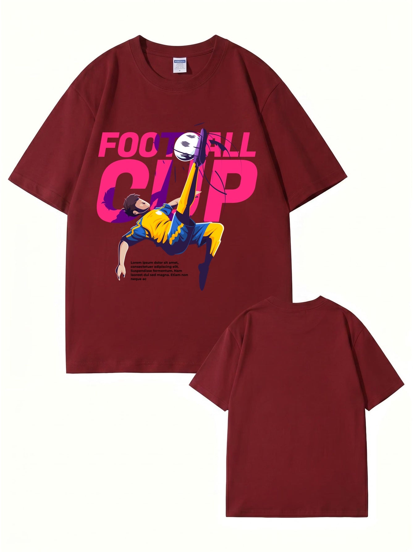 Football Cup Graphic Print T-Shirt - Premium 200gsm Cotton Soccer Tee