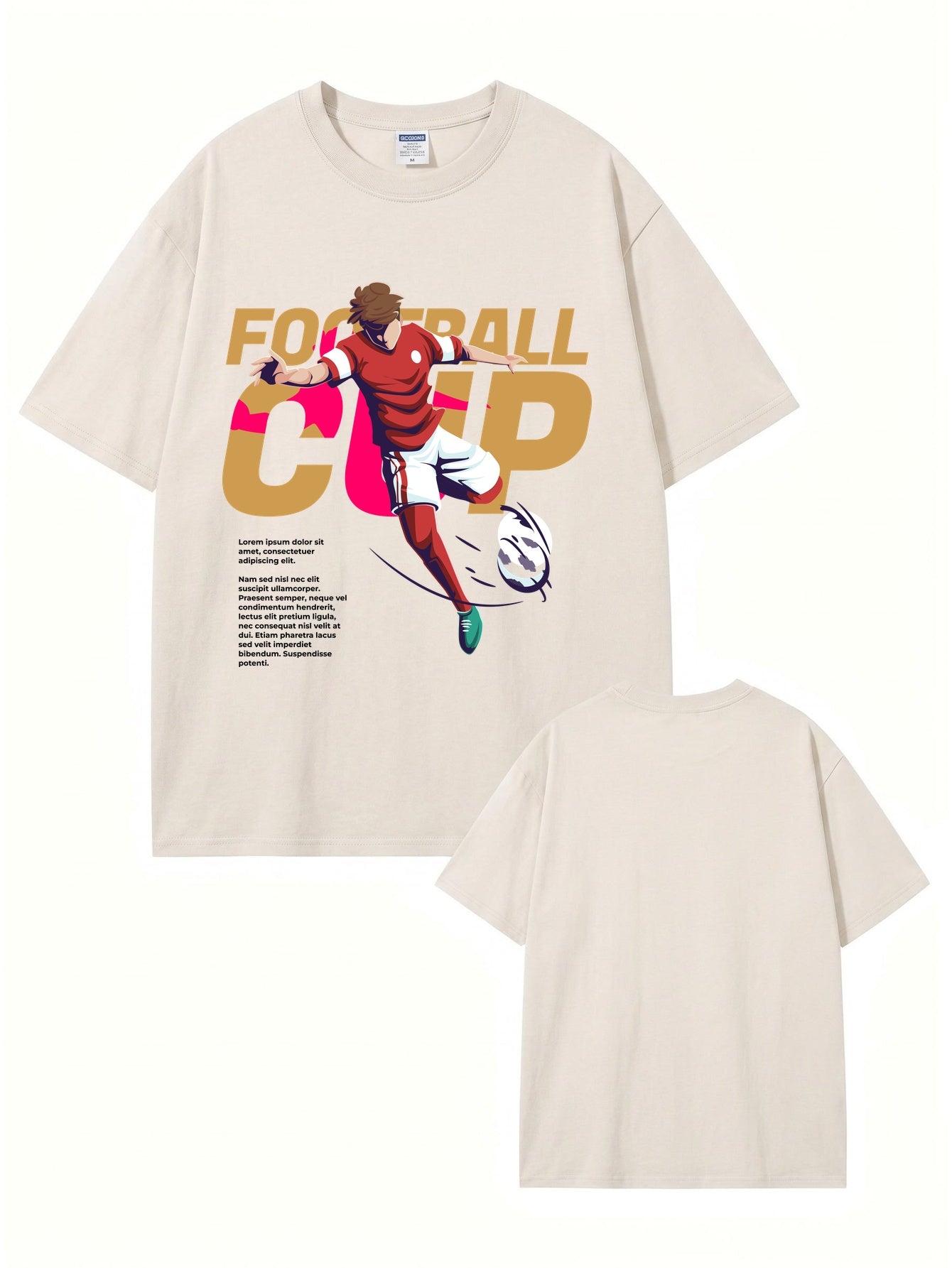 Vintage Washed Graphic T-Shirt - Football Cup Sport Print