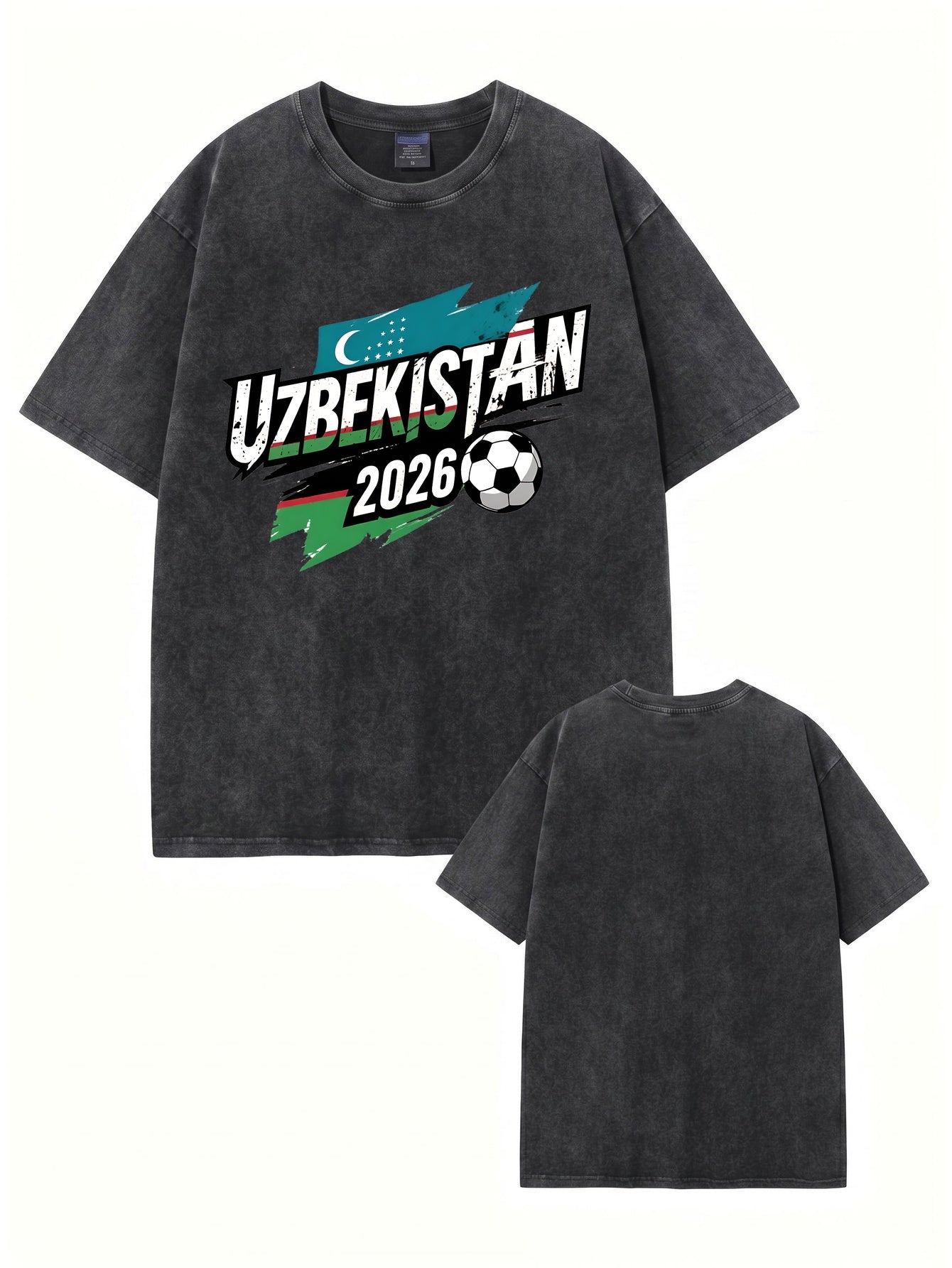 Uzbekistan 2026 Soccer Vintage Washed Cotton Graphic T-Shirt