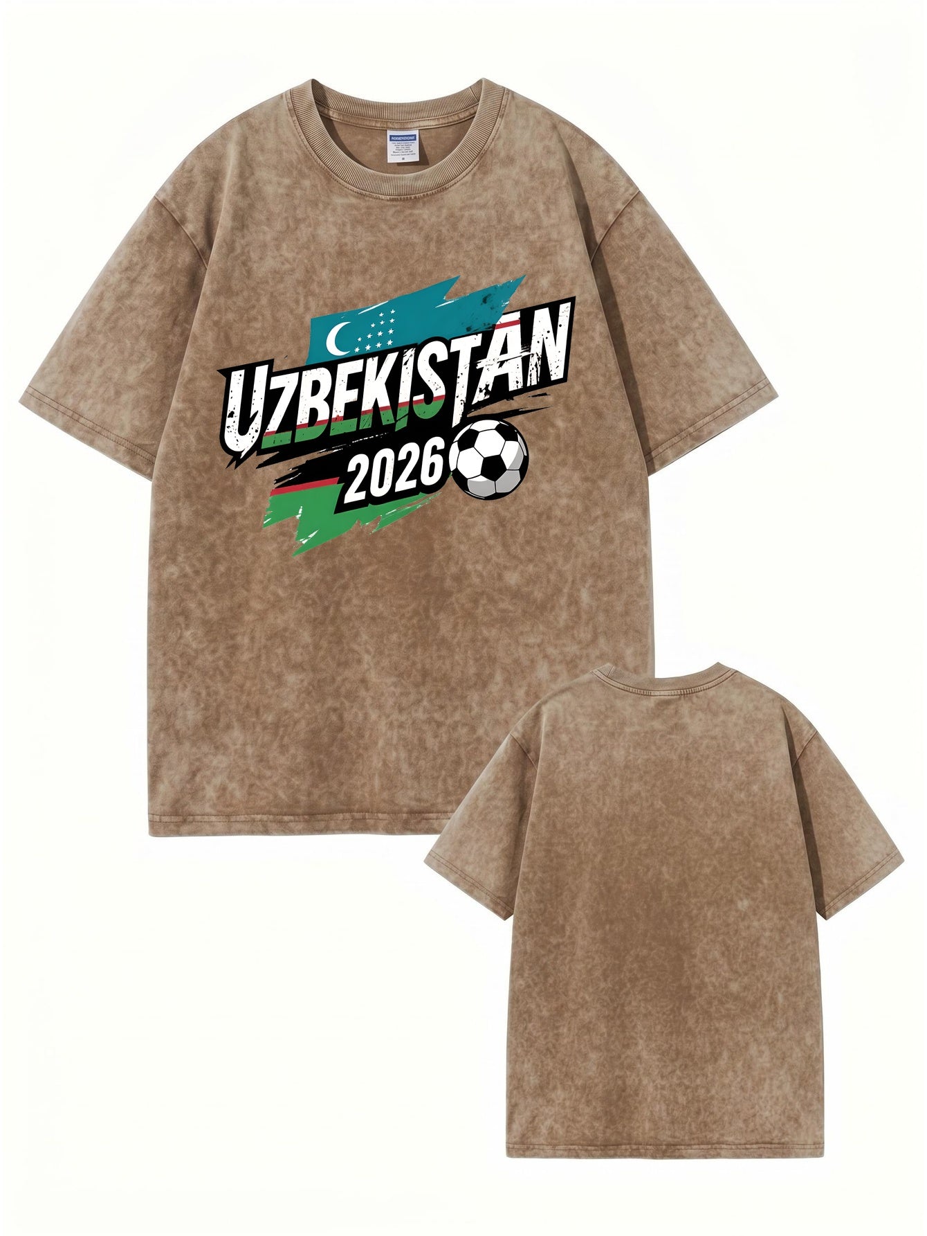 Uzbekistan 2026 Soccer Vintage Washed Cotton Graphic T-Shirt