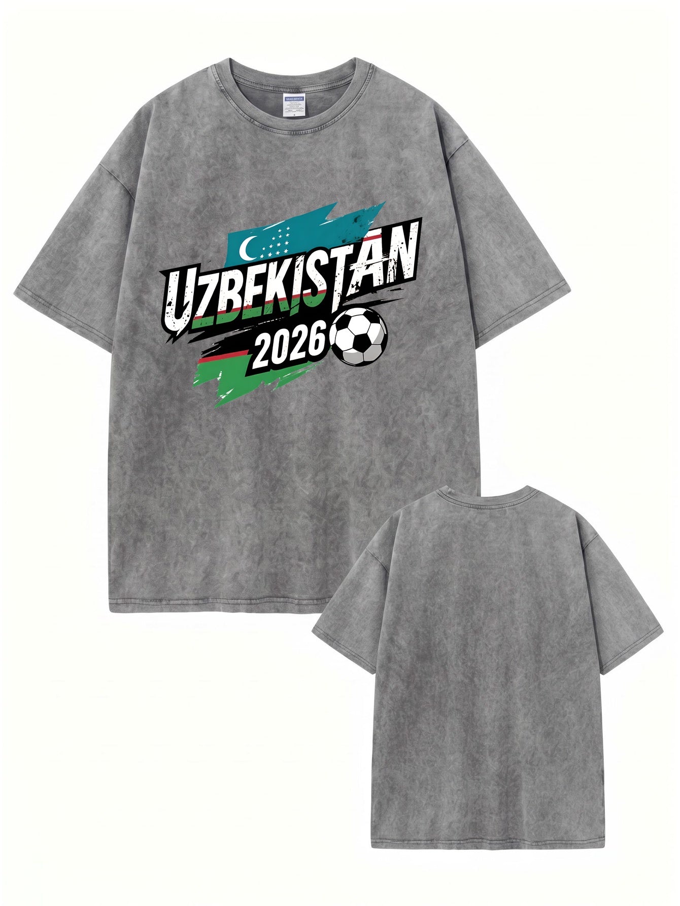 Uzbekistan 2026 Soccer Vintage Washed Cotton Graphic T-Shirt