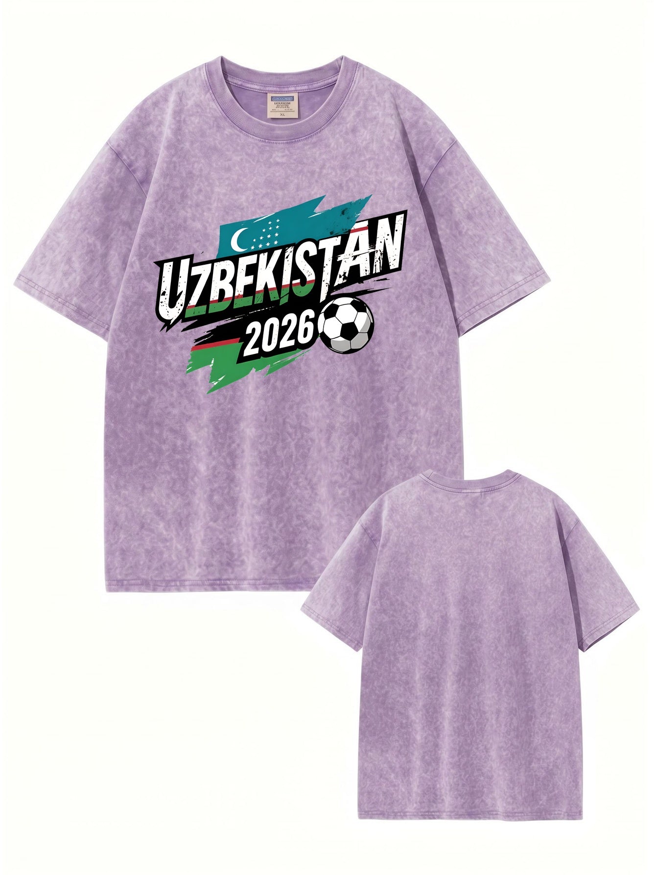 Uzbekistan 2026 Soccer Vintage Washed Cotton Graphic T-Shirt