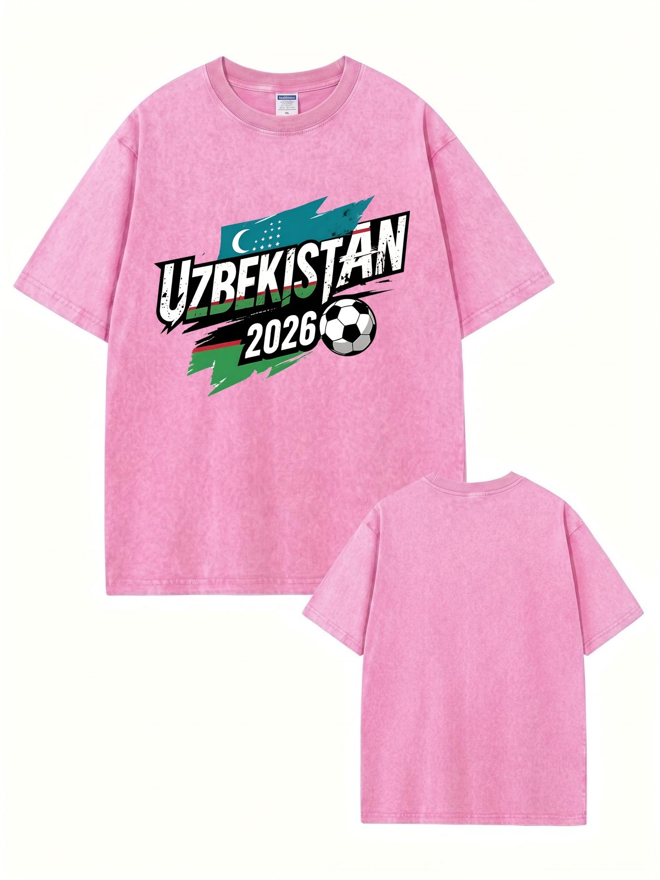 Uzbekistan 2026 Soccer Vintage Washed Cotton Graphic T-Shirt