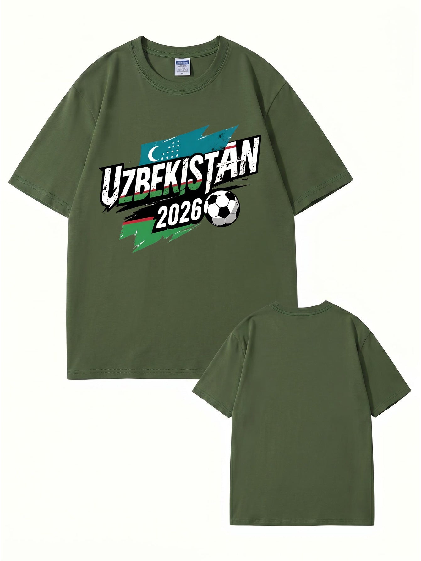 Uzbekistan 2026 Soccer Flag Graphic Print Men's Cotton T-Shirt
