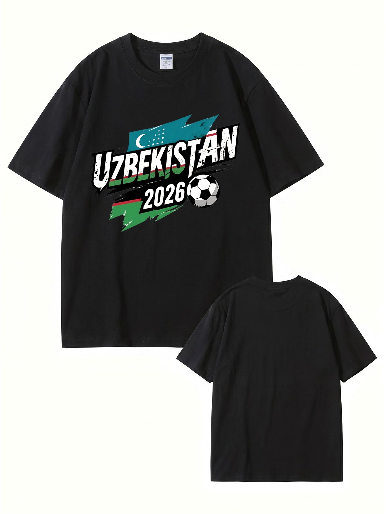 Uzbekistan 2026 Soccer Flag Graphic Print Men's Cotton T-Shirt