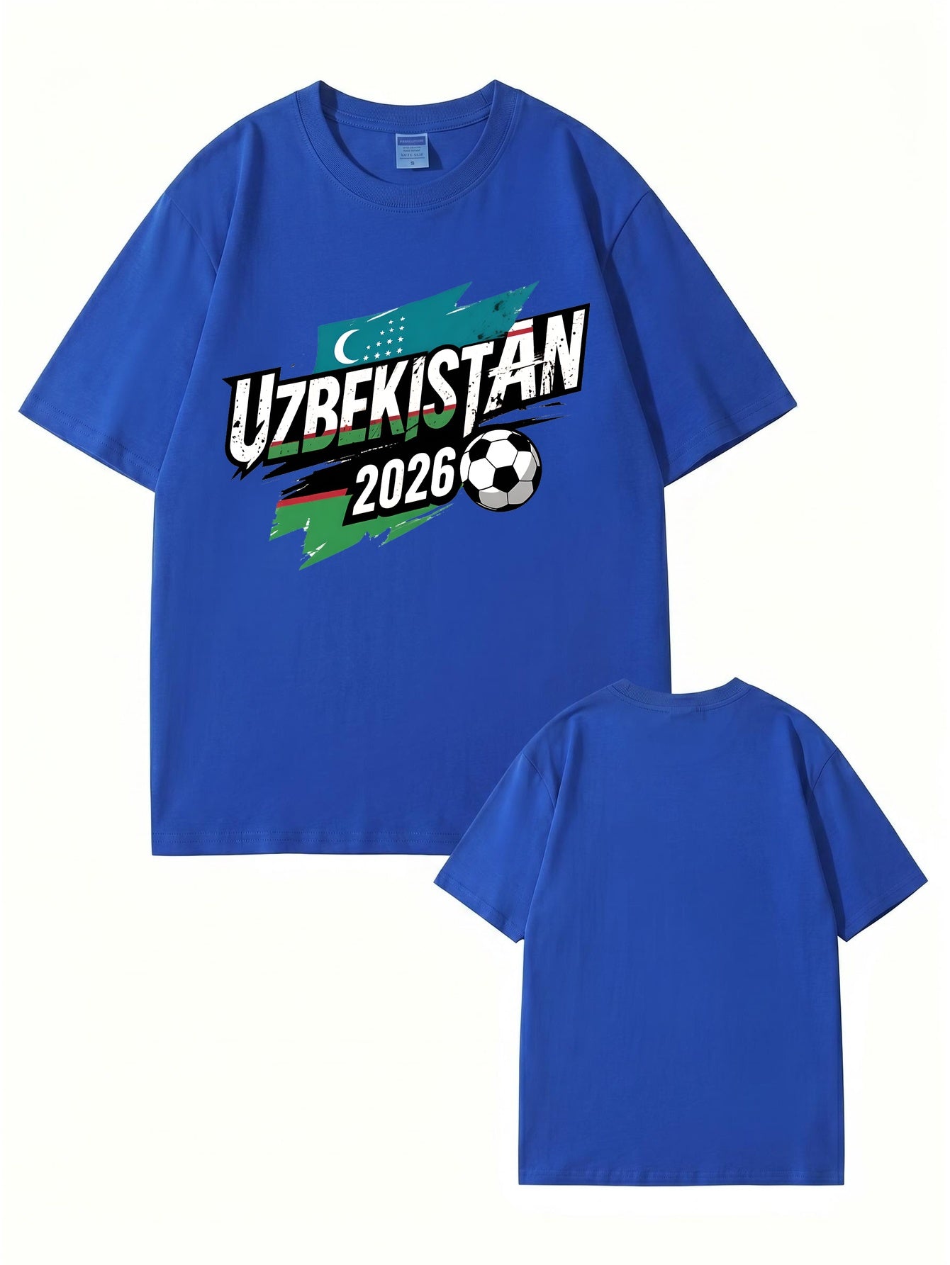 Uzbekistan 2026 Soccer Flag Graphic Print Men's Cotton T-Shirt
