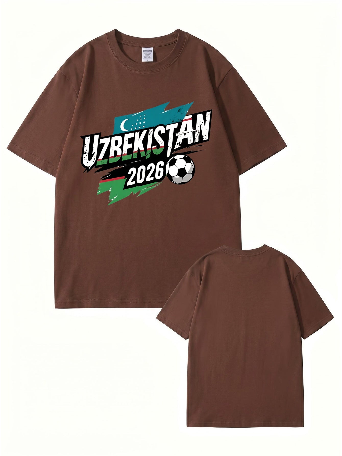 Uzbekistan 2026 Soccer Flag Graphic Print Men's Cotton T-Shirt