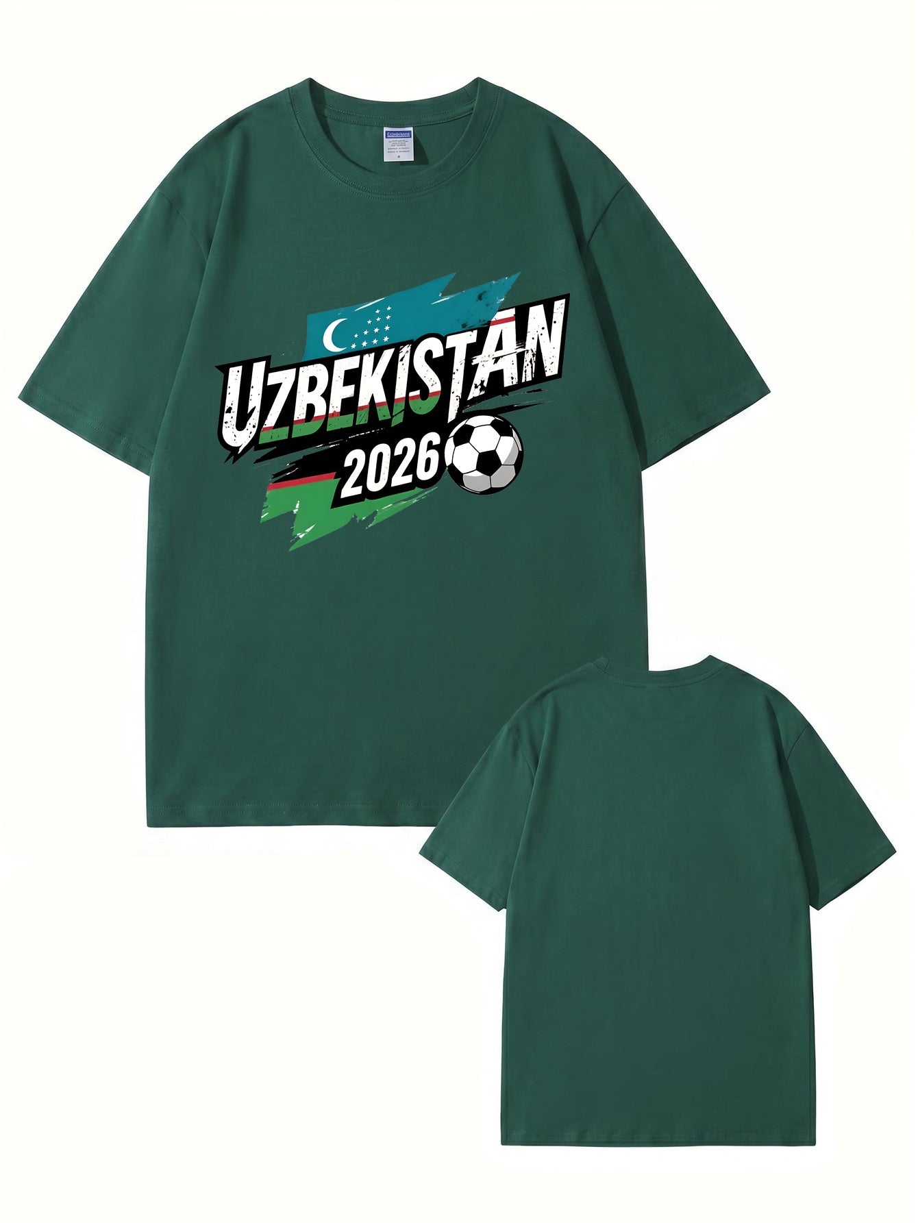 Uzbekistan 2026 Soccer Flag Graphic Print Men's Cotton T-Shirt