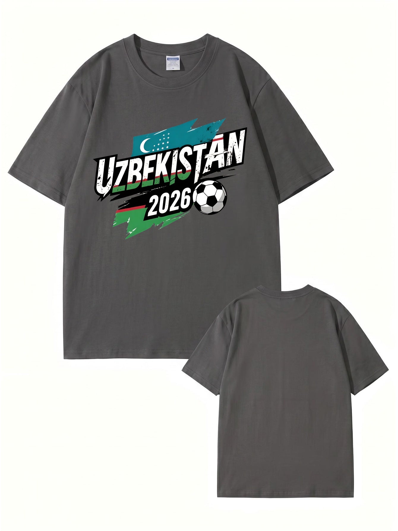 Uzbekistan 2026 Soccer Flag Graphic Print Men's Cotton T-Shirt