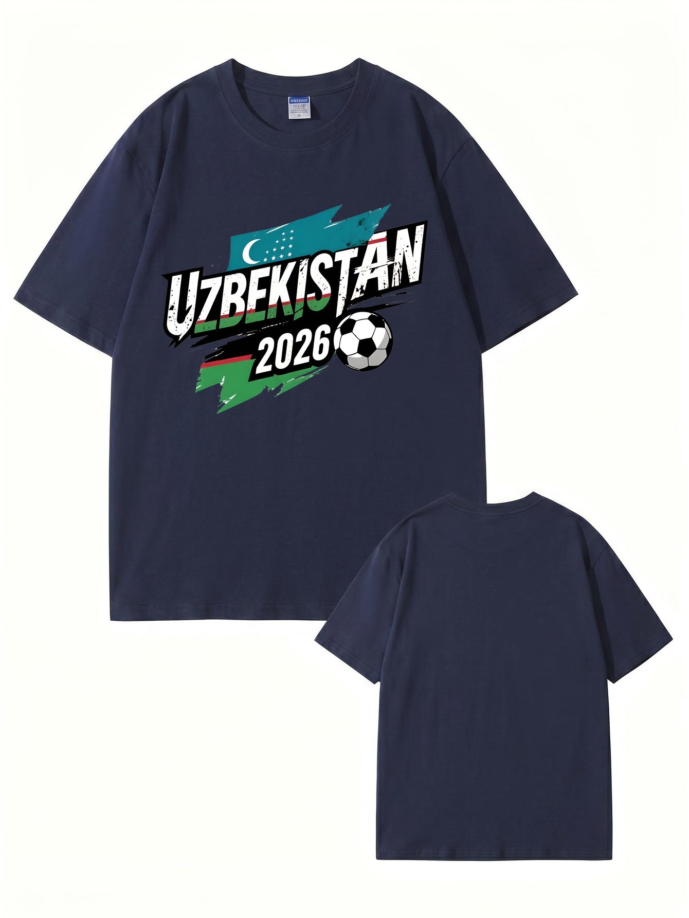 Uzbekistan 2026 Soccer Flag Graphic Print Men's Cotton T-Shirt