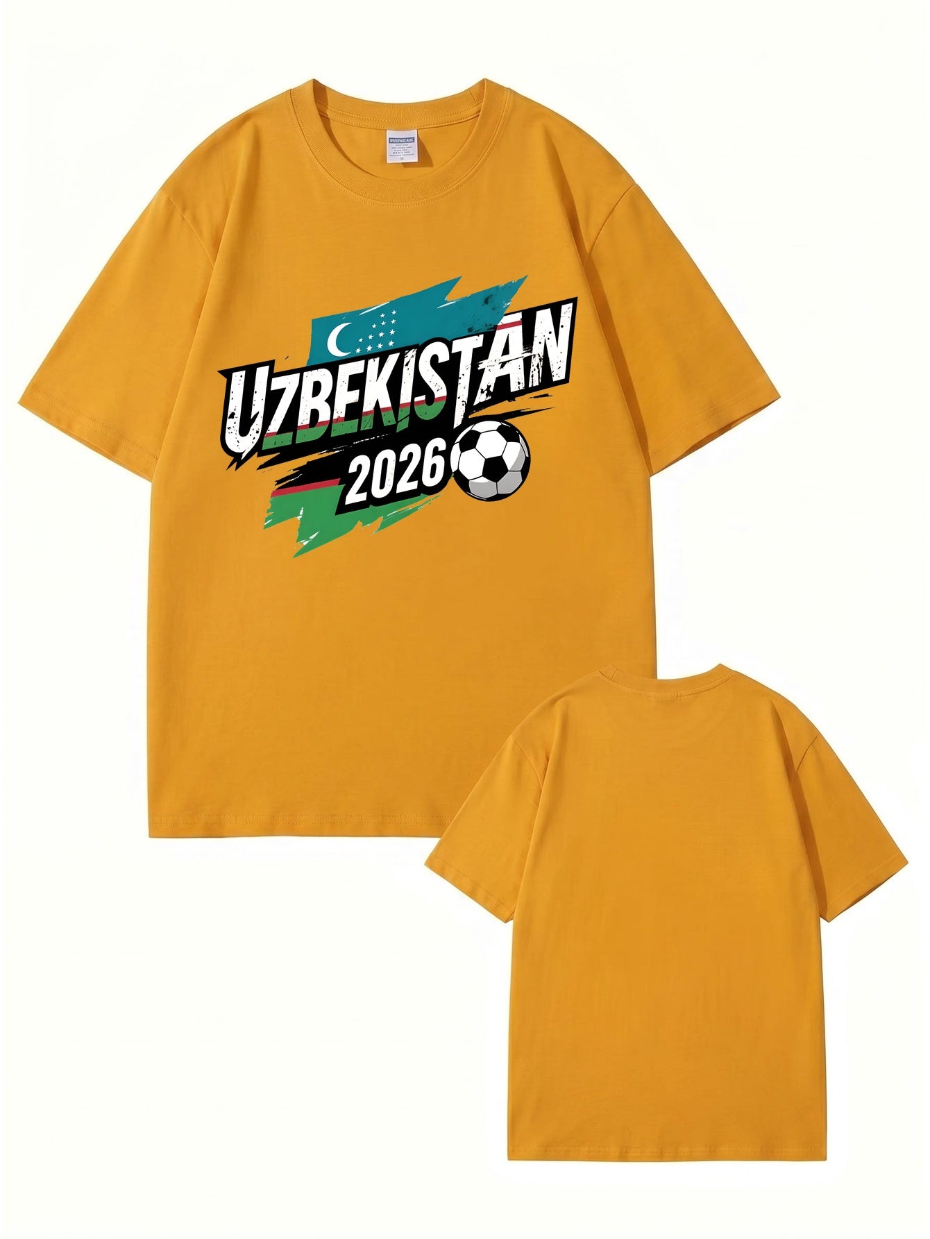 Uzbekistan 2026 Soccer Flag Graphic Print Men's Cotton T-Shirt