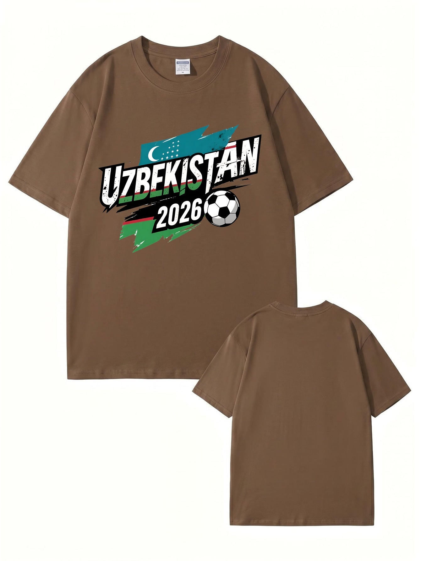 Uzbekistan 2026 Soccer Flag Graphic Print Men's Cotton T-Shirt