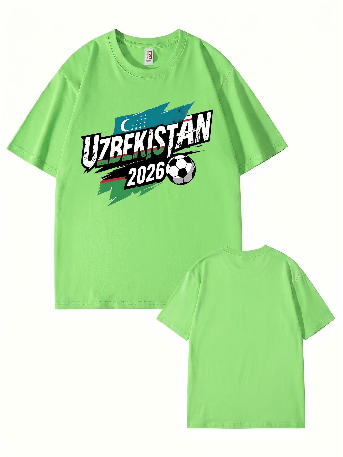 Uzbekistan 2026 Soccer Flag Graphic Print Men's Cotton T-Shirt