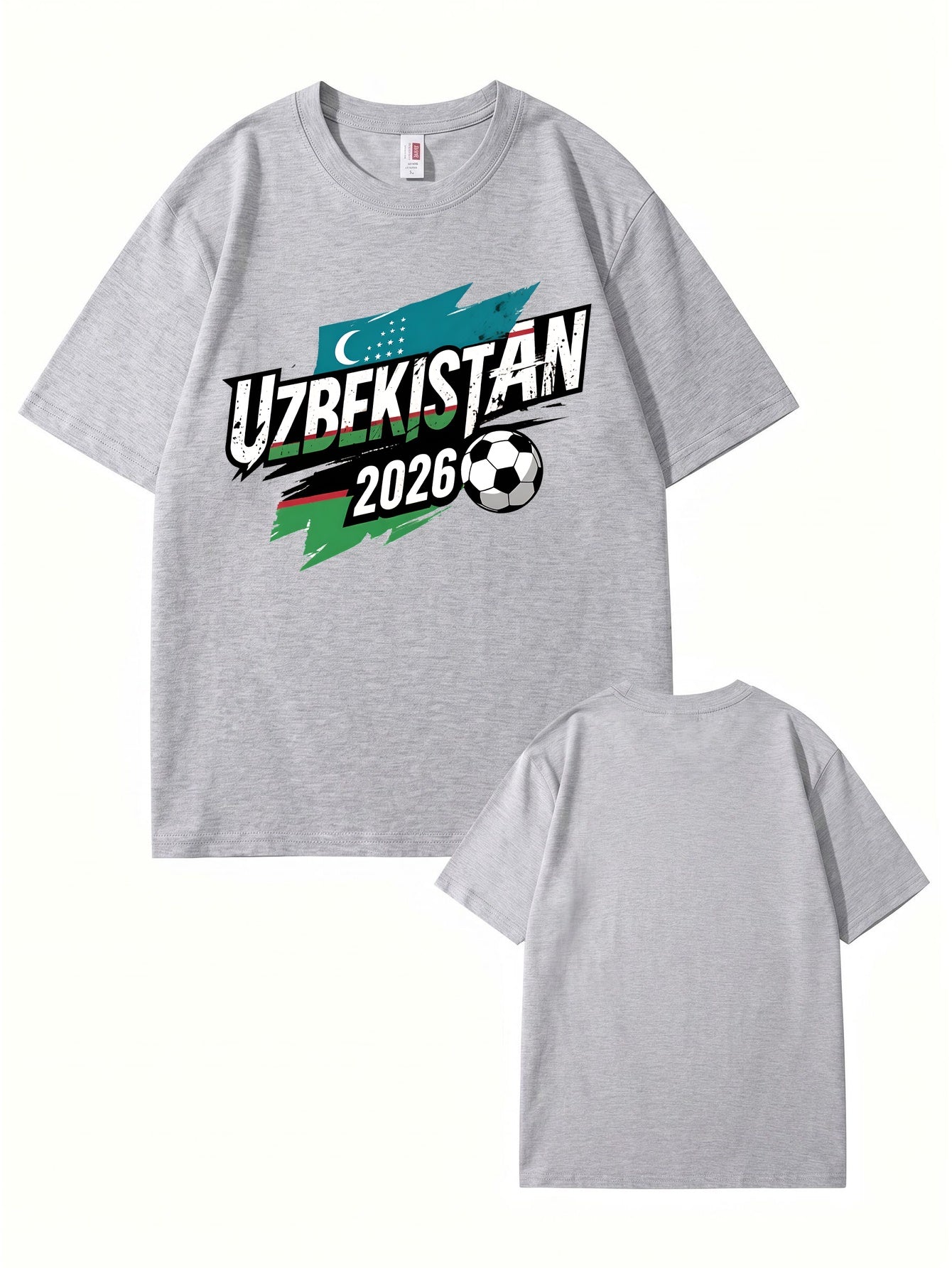 Uzbekistan 2026 Soccer Flag Graphic Print Men's Cotton T-Shirt