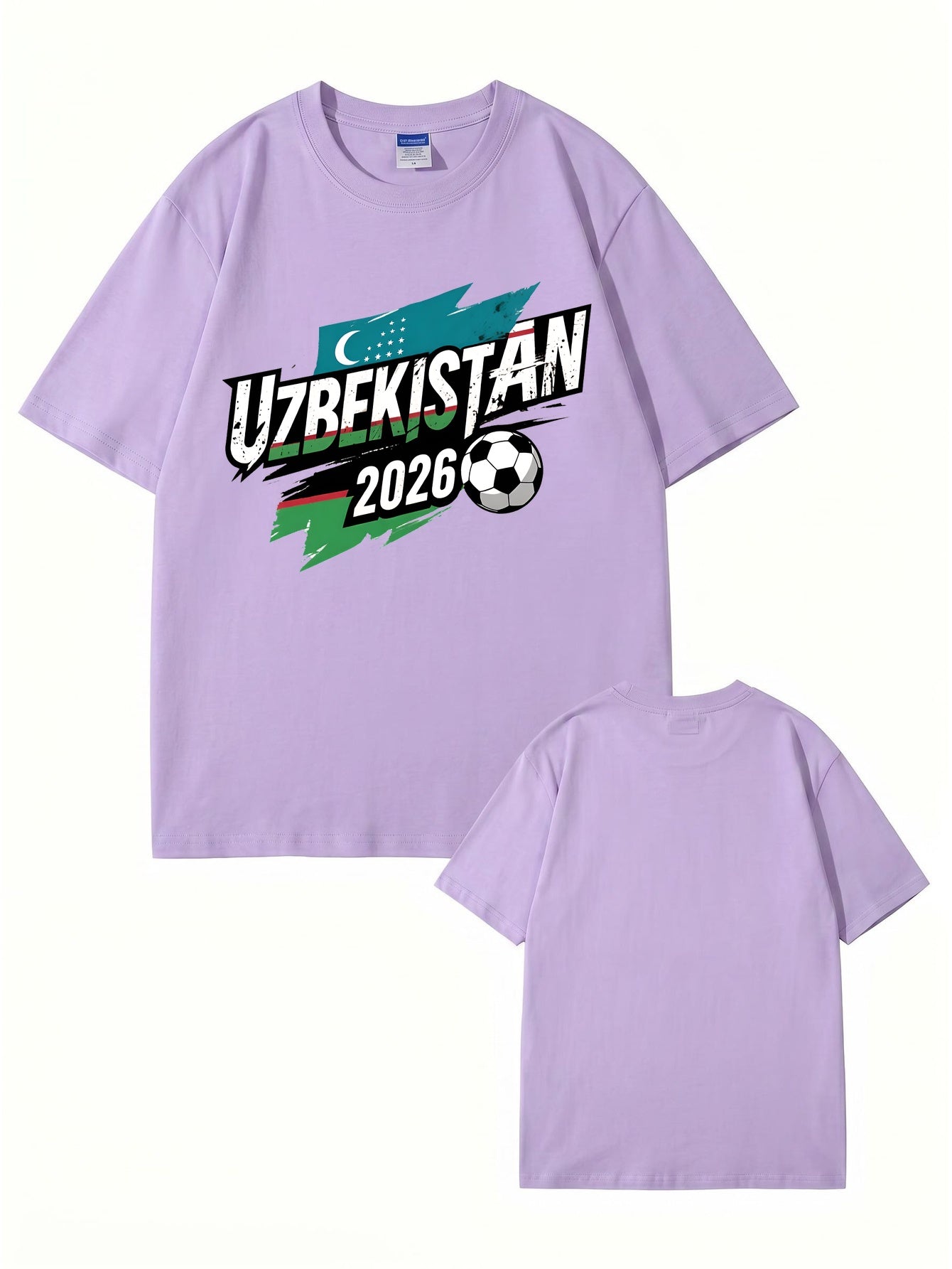 Uzbekistan 2026 Soccer Flag Graphic Print Men's Cotton T-Shirt
