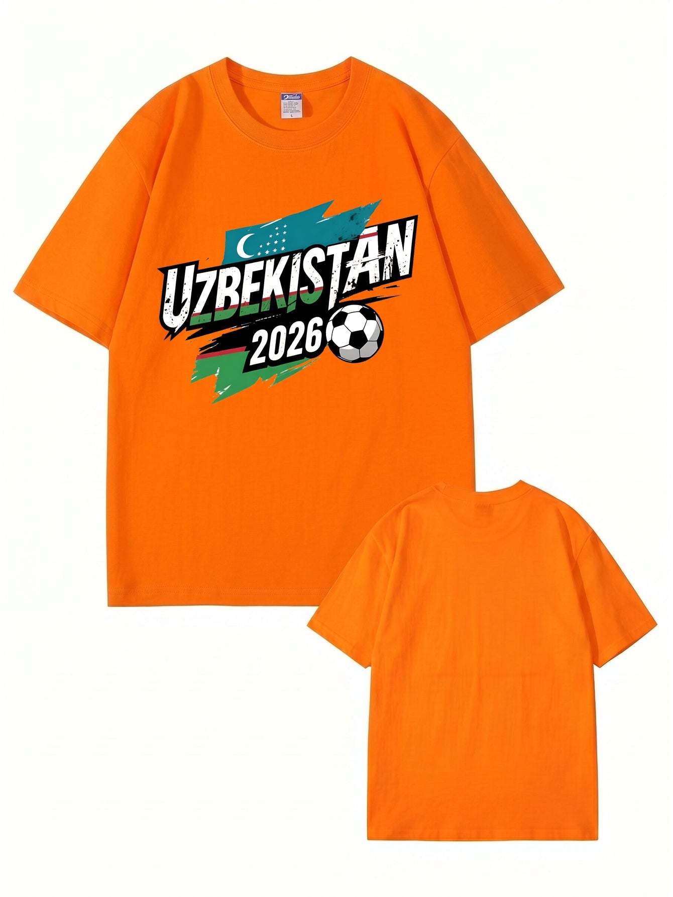 Uzbekistan 2026 Soccer Flag Graphic Print Men's Cotton T-Shirt