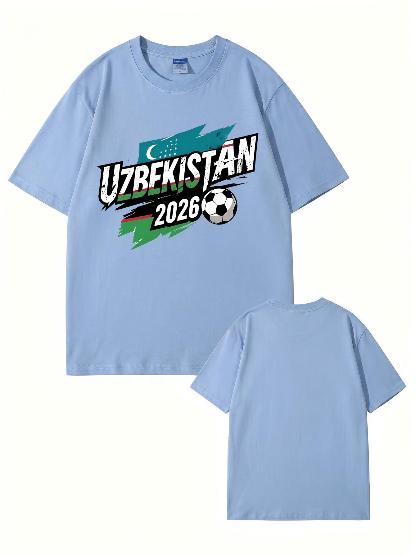 Uzbekistan 2026 Soccer Flag Graphic Print Men's Cotton T-Shirt