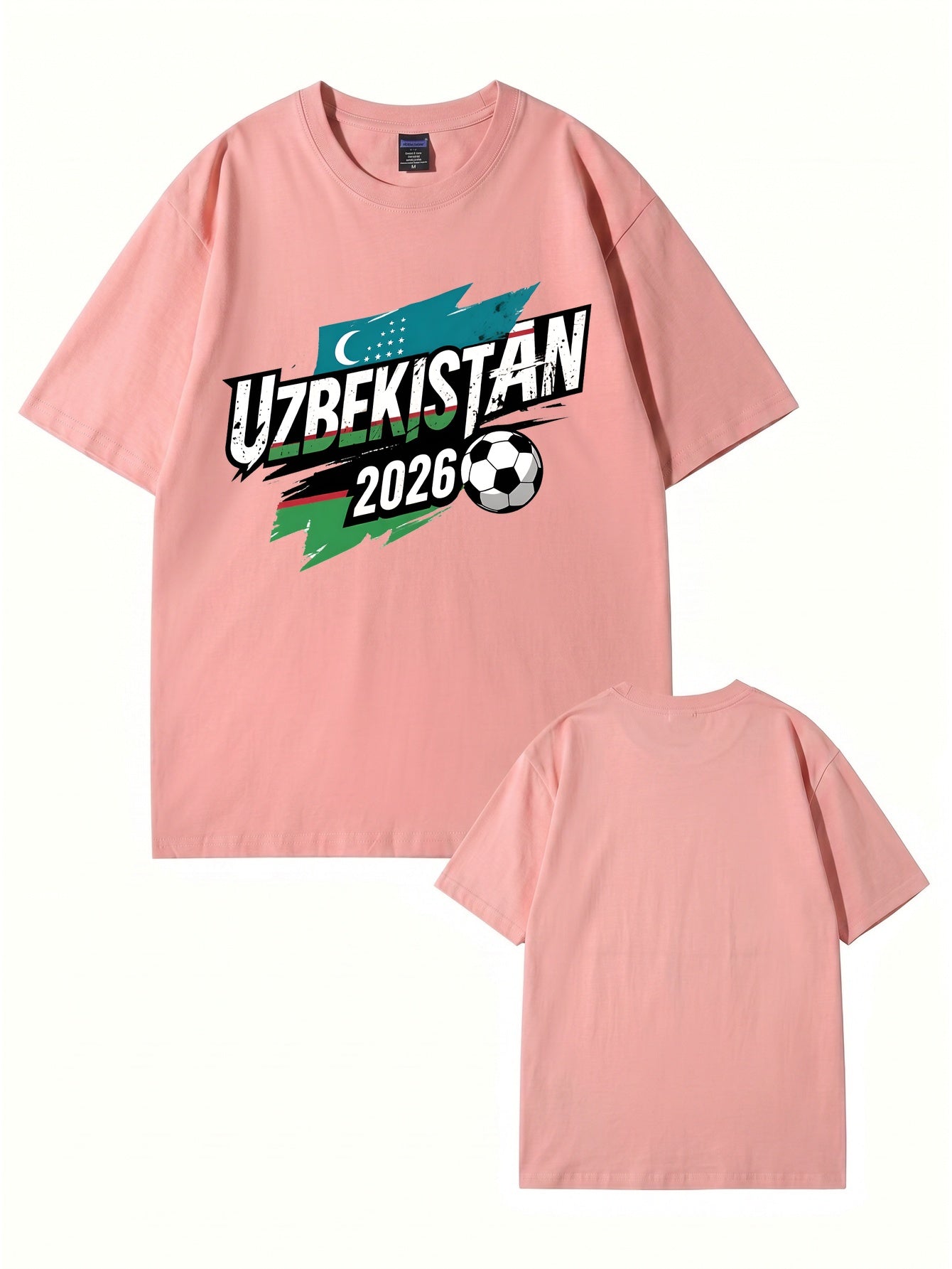 Uzbekistan 2026 Soccer Flag Graphic Print Men's Cotton T-Shirt