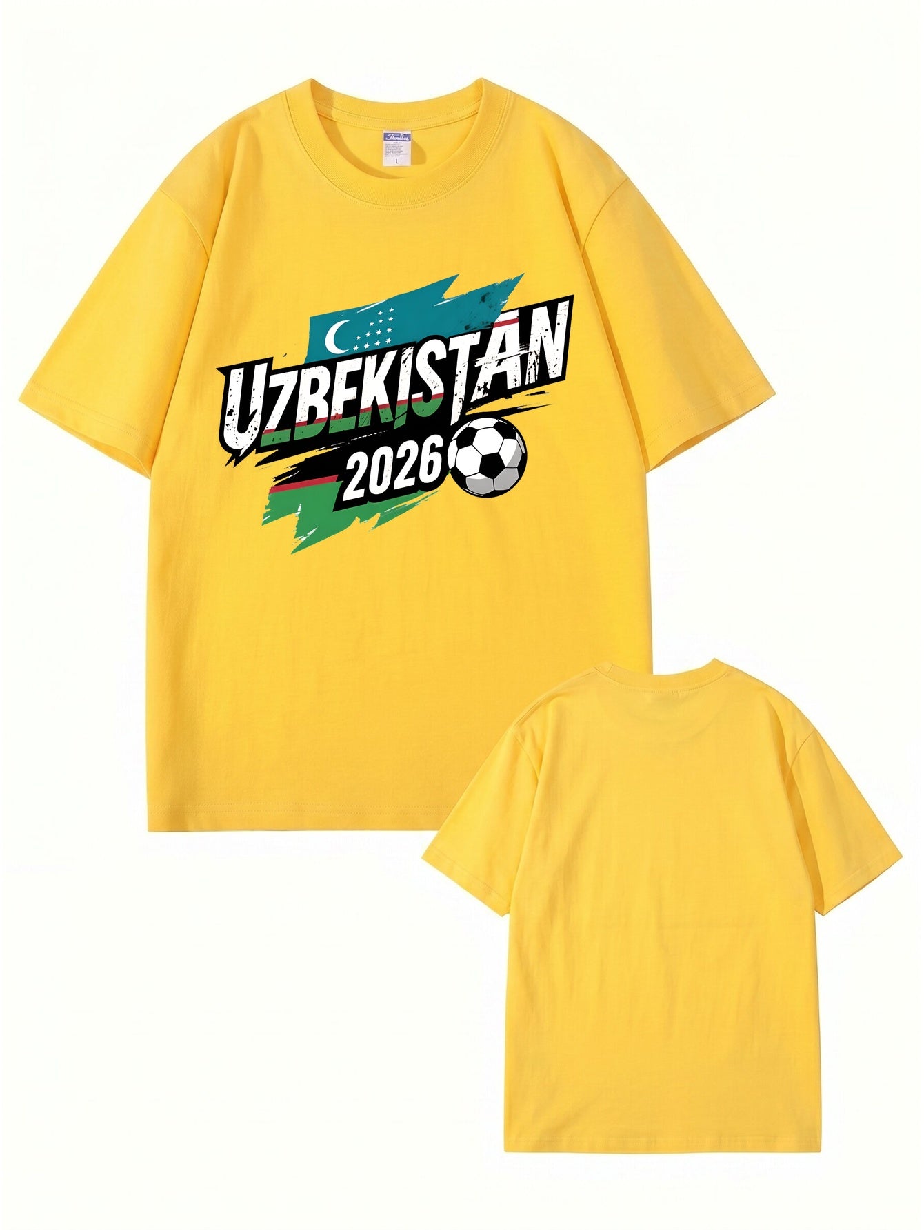 Uzbekistan 2026 Soccer Flag Graphic Print Men's Cotton T-Shirt