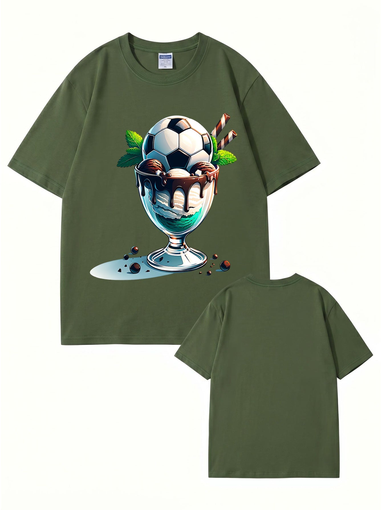 Soccer Ball Ice Cream Sundae Graphic T-Shirt