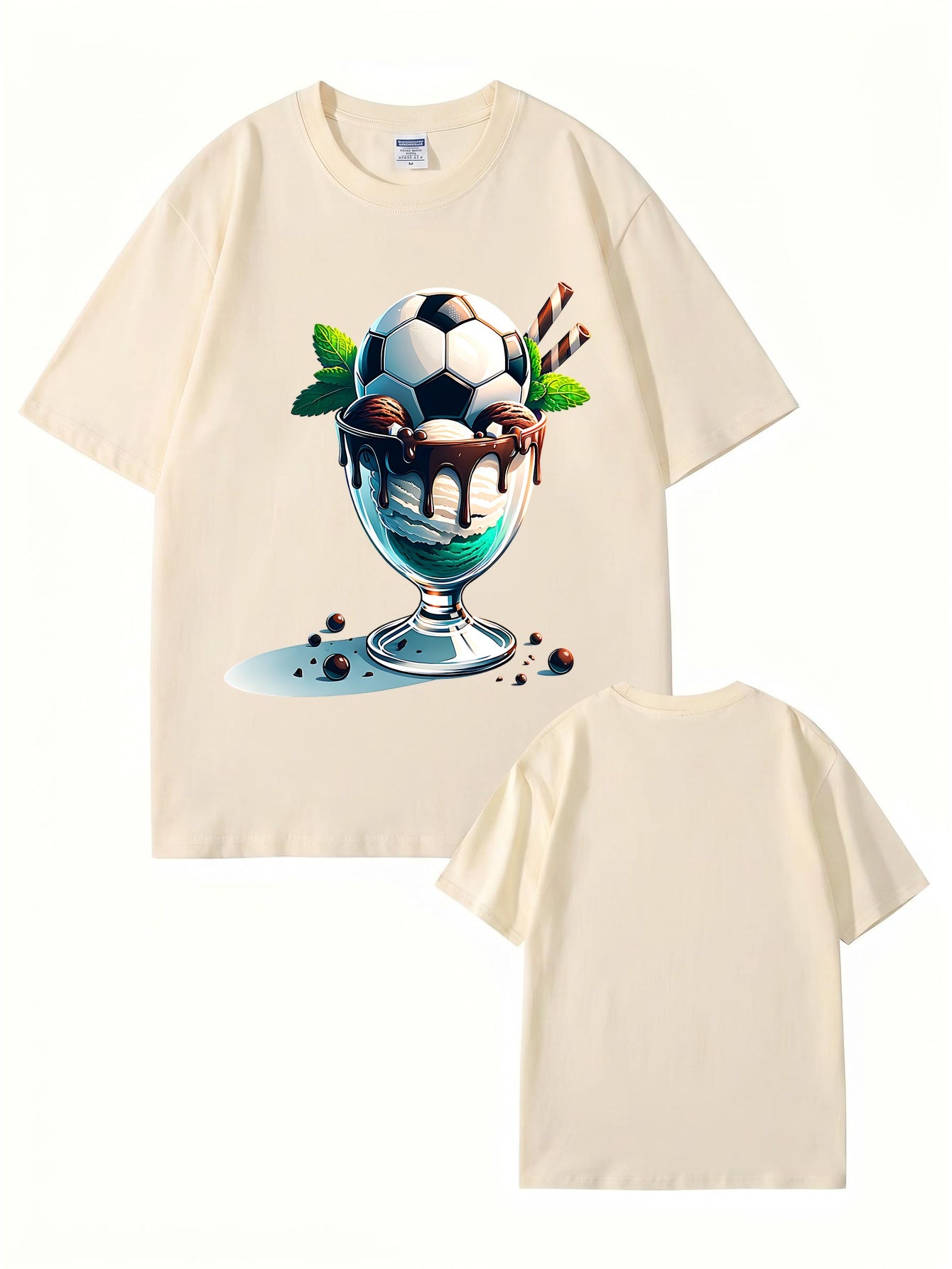 Soccer Ball Ice Cream Sundae Graphic T-Shirt