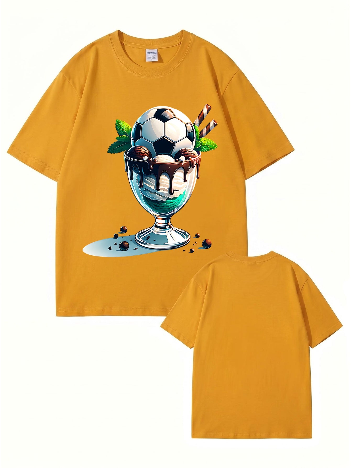 Soccer Ball Ice Cream Sundae Graphic T-Shirt