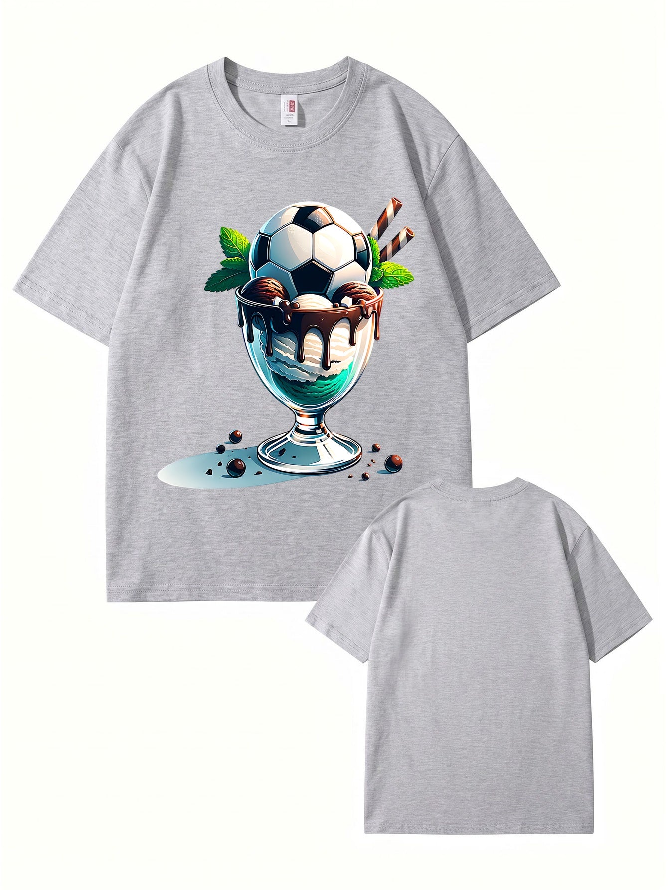 Soccer Ball Ice Cream Sundae Graphic T-Shirt